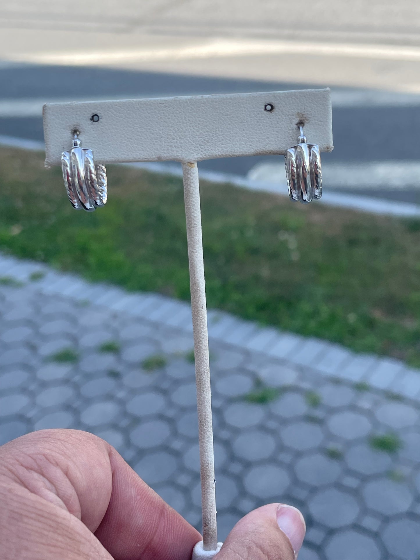 925 Sterling Silver 12mm triple band huggie hoop earrings