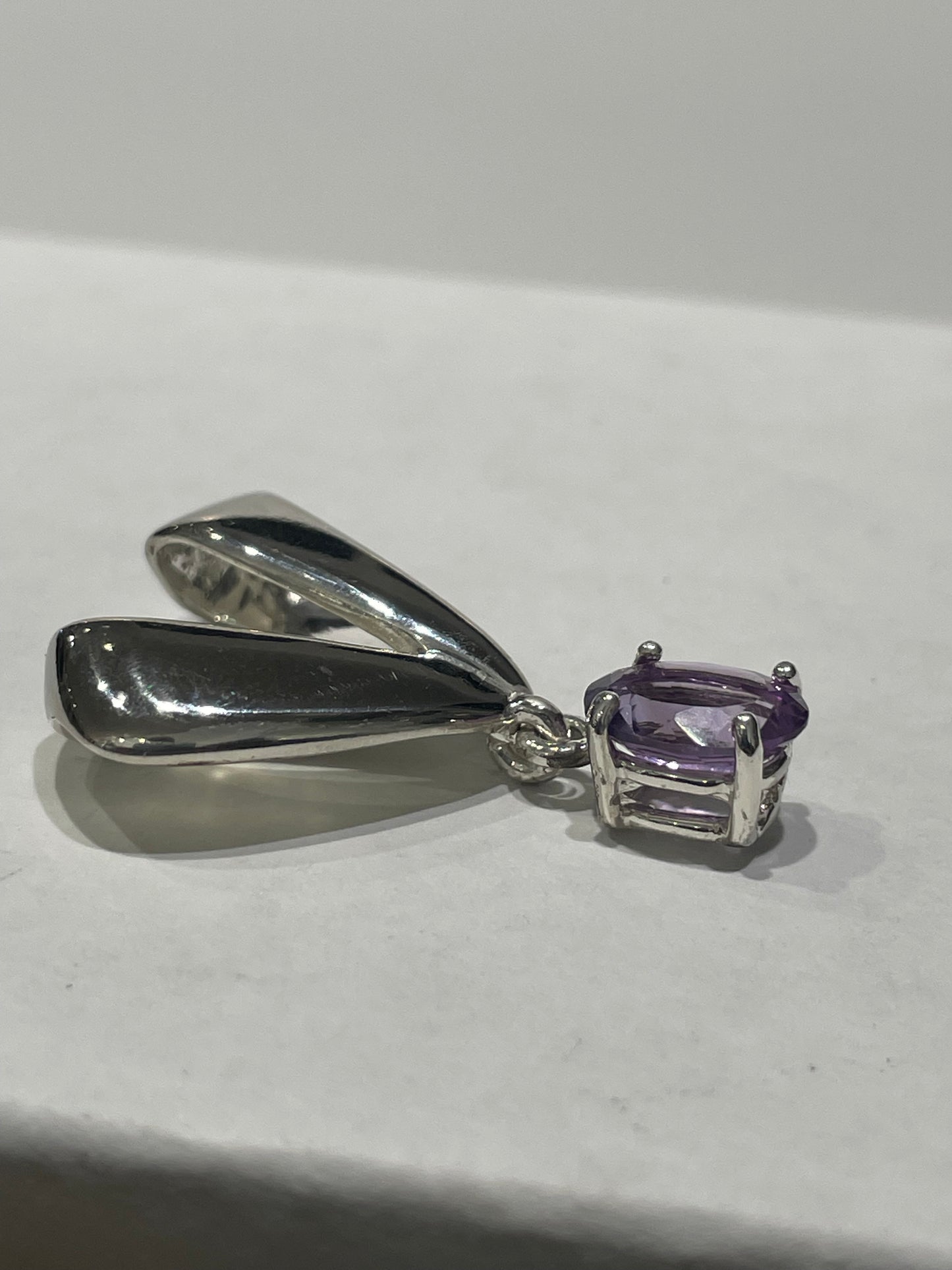 925 Sterling Silver Amethyst Slide Pendant
