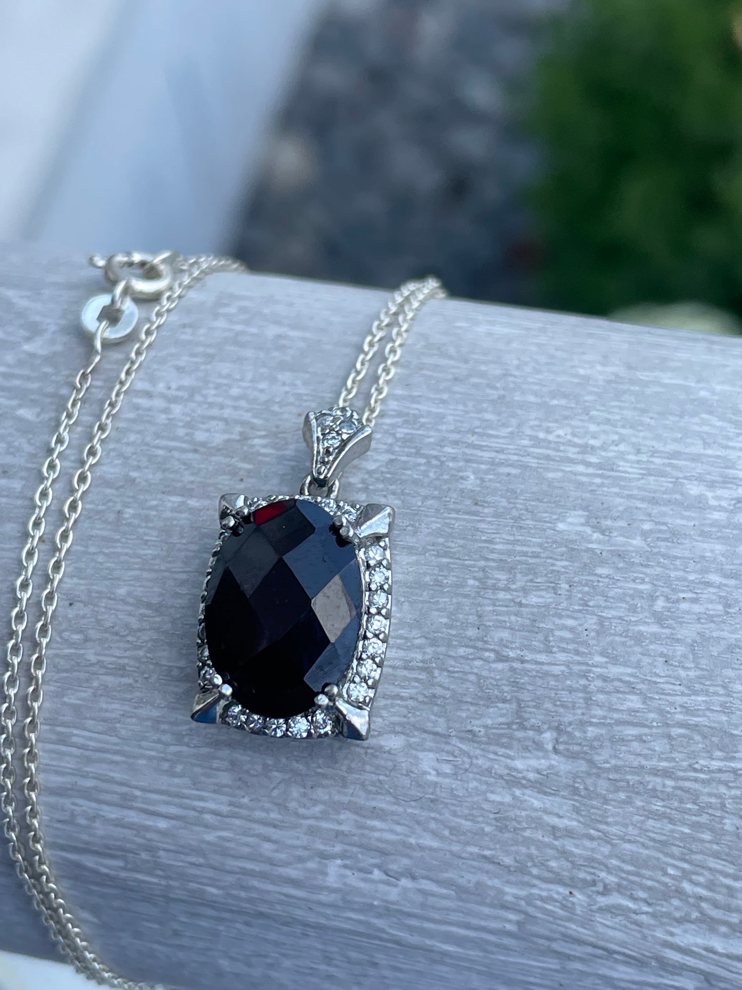 925 Sterling Silver & Clear Zirconia Power Necklace 18”
