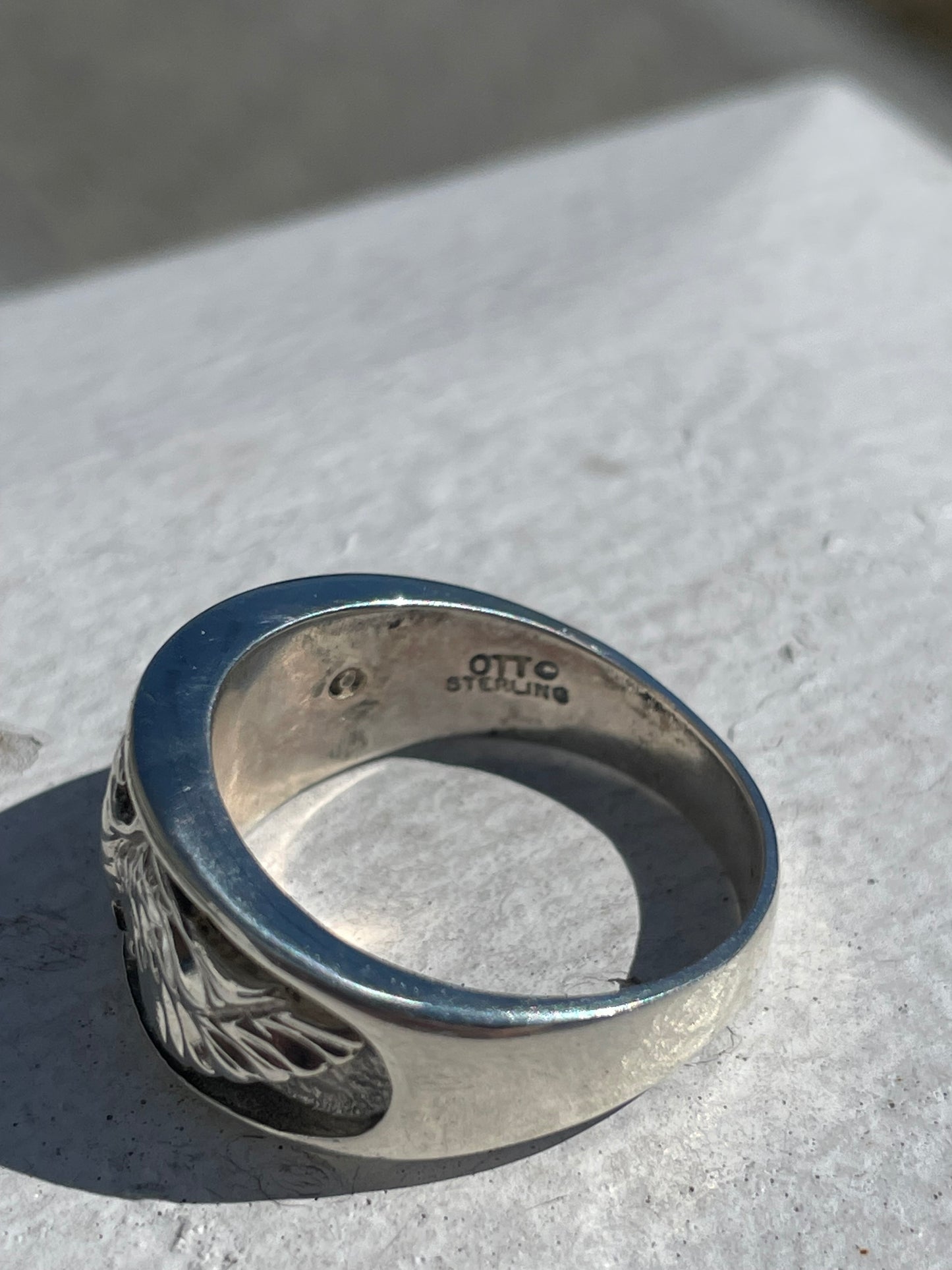 Designer Ted Ott 925 Sterling Silver Eagle Band Ring Size 10.5