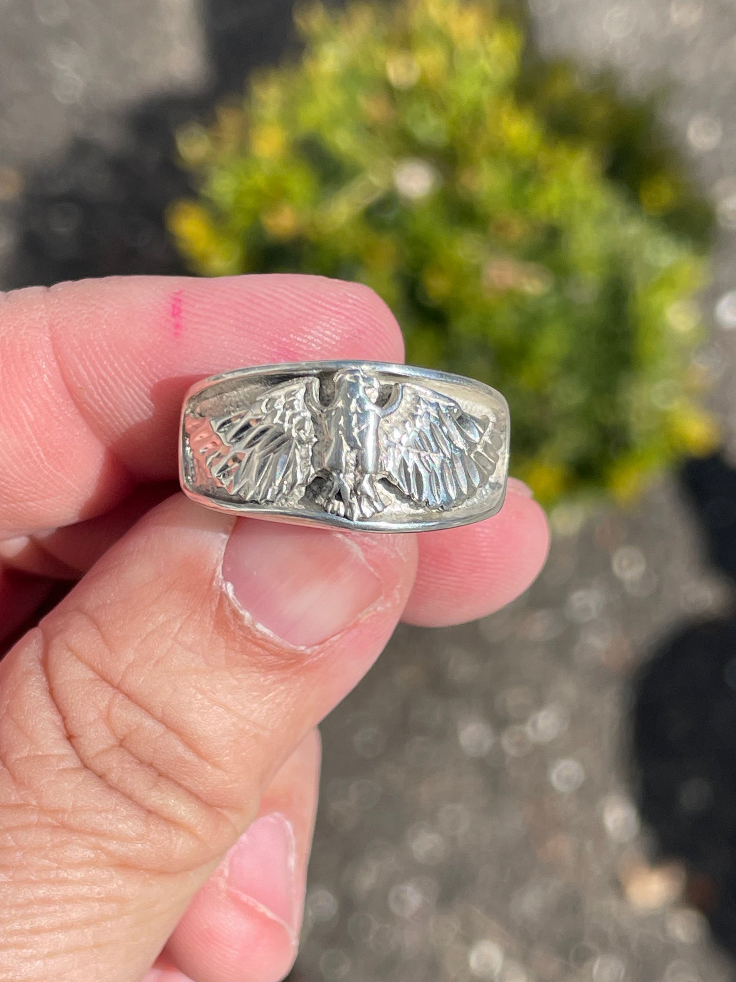 Designer Ted Ott 925 Sterling Silver Eagle Band Ring Size 10.5