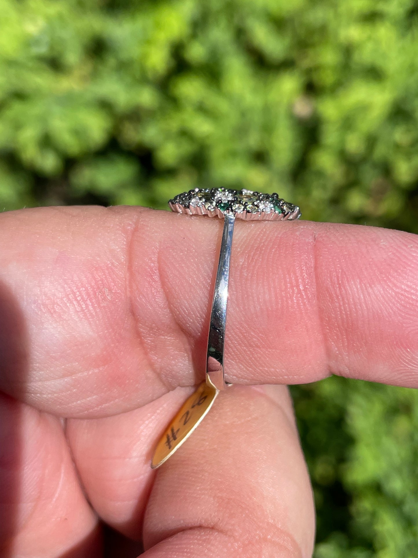 925 Sterling Silver Multi-Color Peridot, Emerald, and Cz Cluster Ring