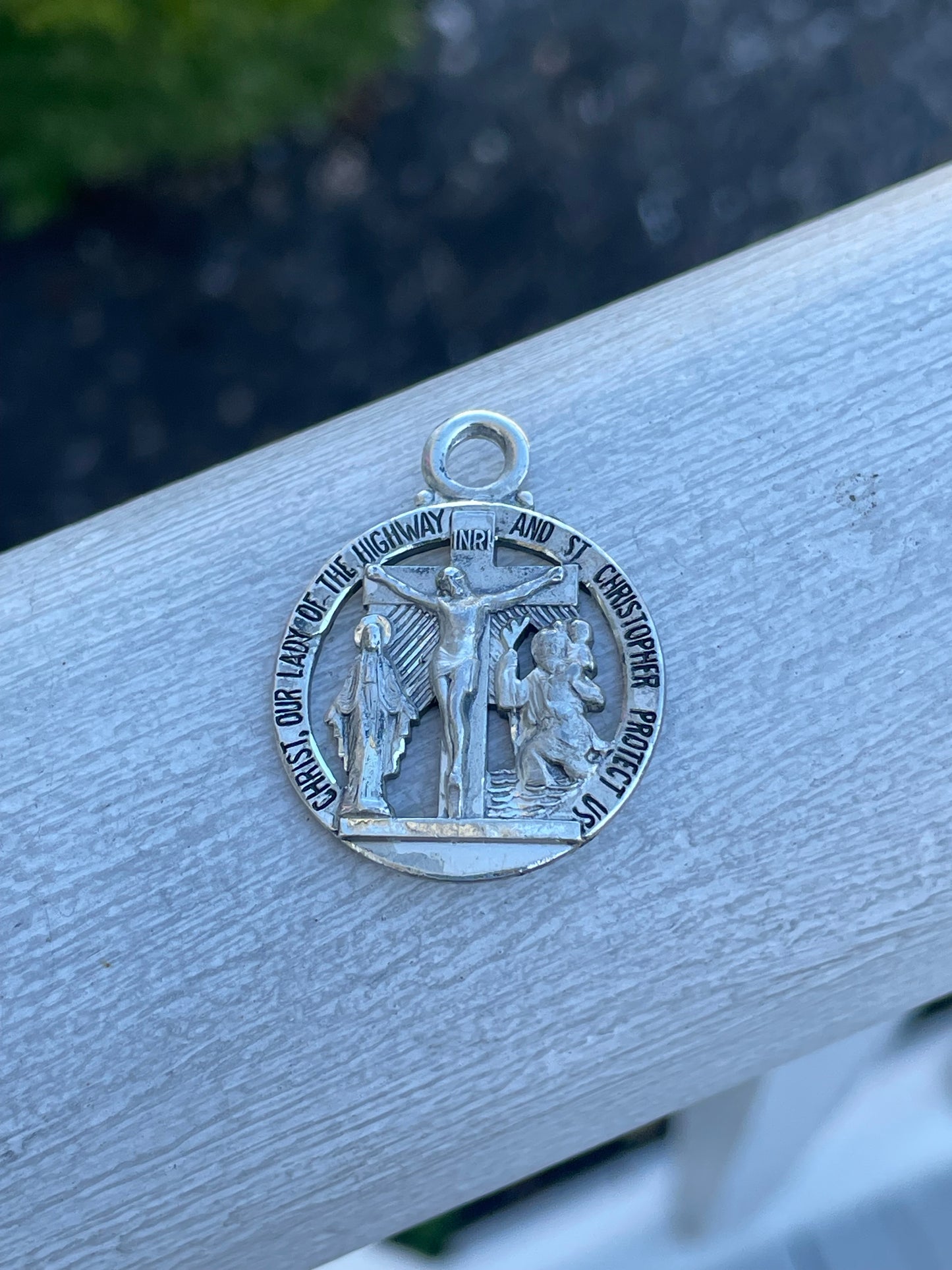 925 Sterling Silver Prayers for Safe Travel Key Ring Pendant