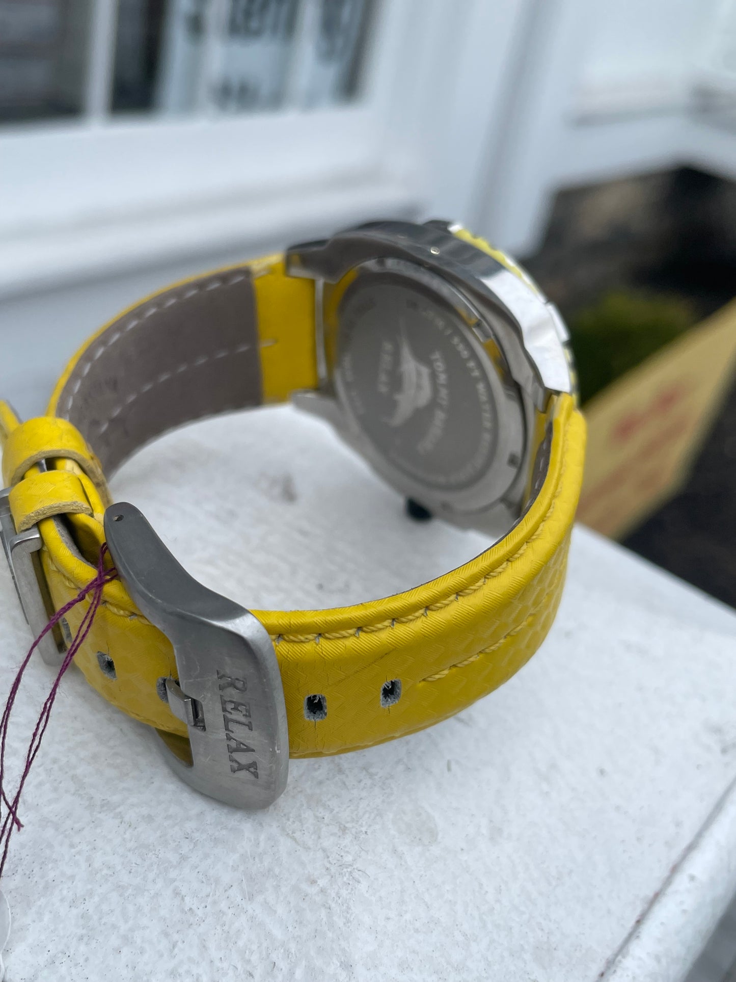 Tommy Bahama Relax Yellow Face & Yellow Leather band Relax Watch 10ATM