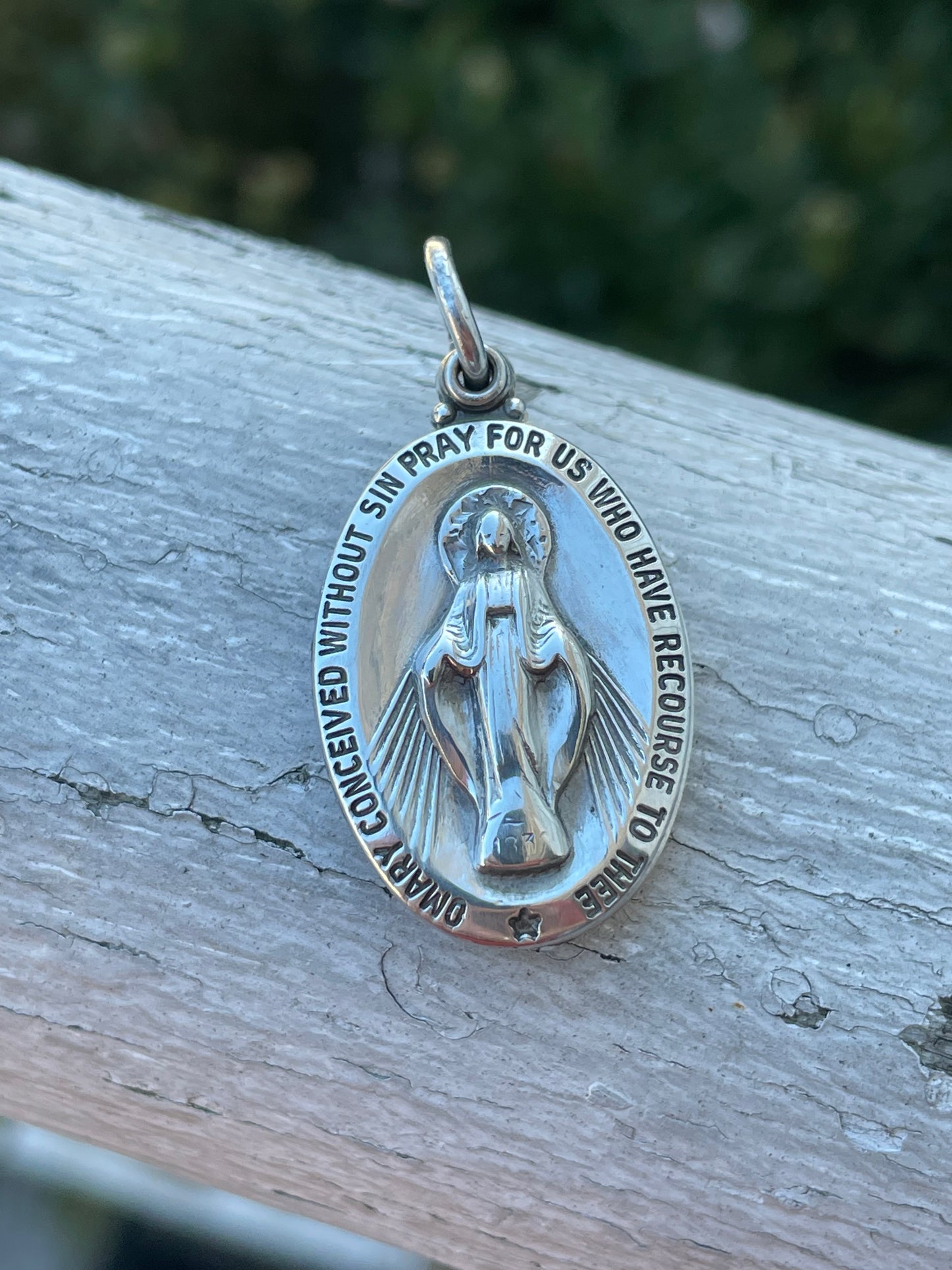 925 Sterling Silver Mother Mary & St. Christopher Reversible Charm Pendant