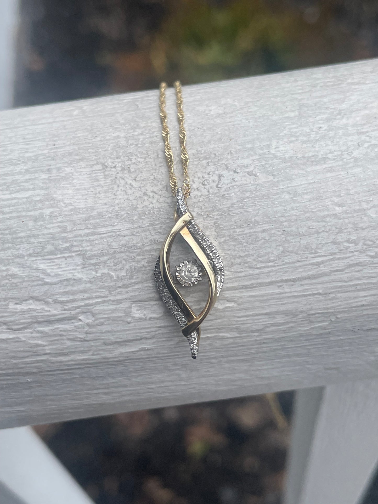 10k Gold Floating Diamond Infinity Necklace 18”