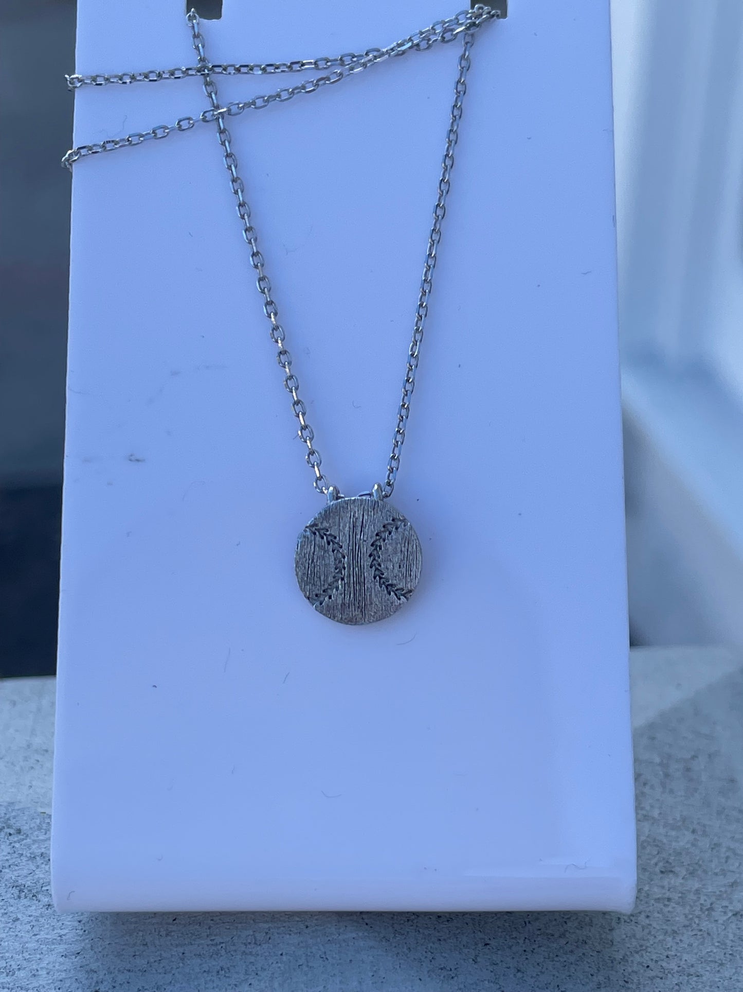 925 Sterling Silver Boys Baseball Logo Necklace 16”-18”