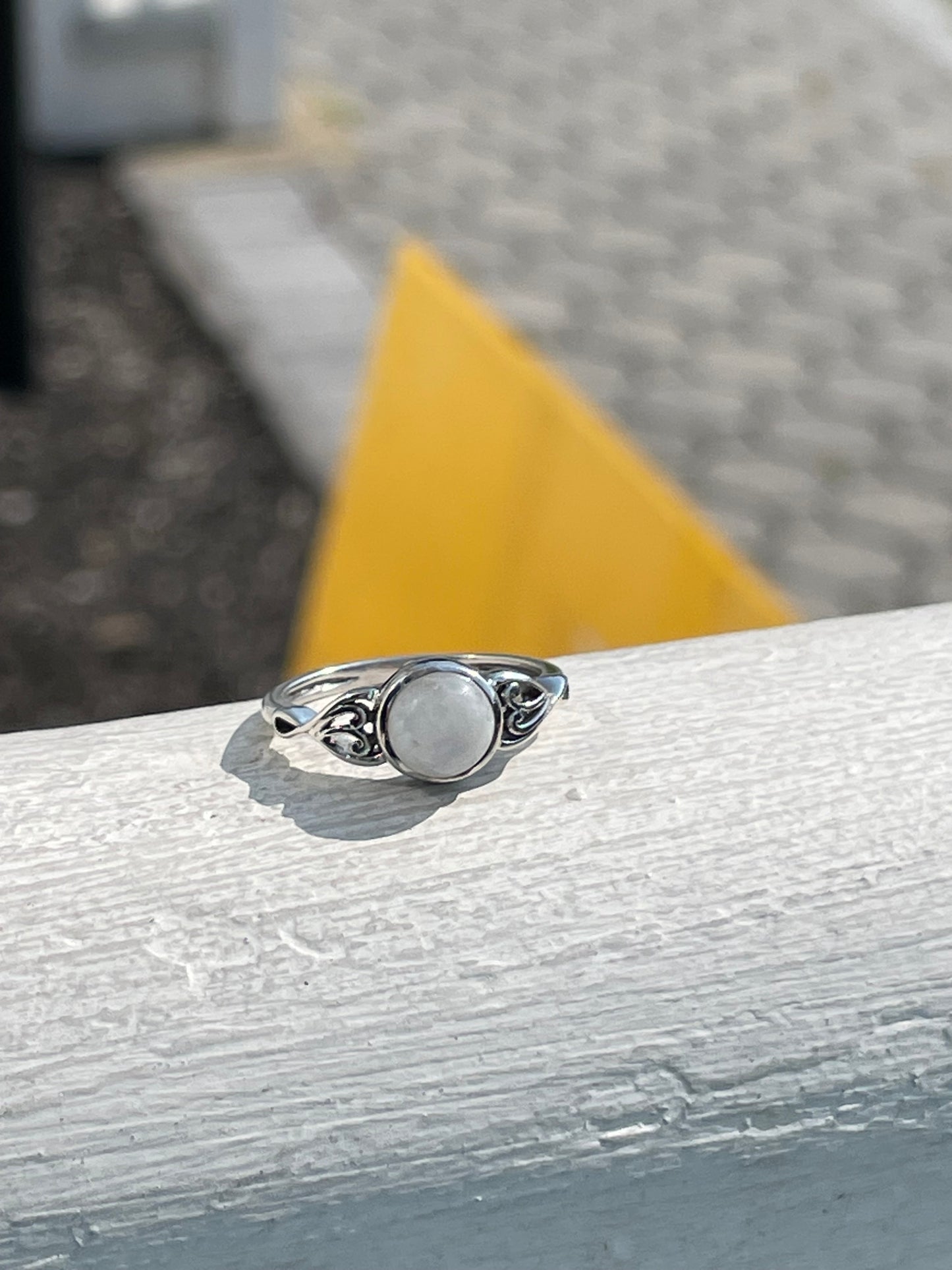925 Sterling Silver Petite Moonstone Solitaire Ring Size 7