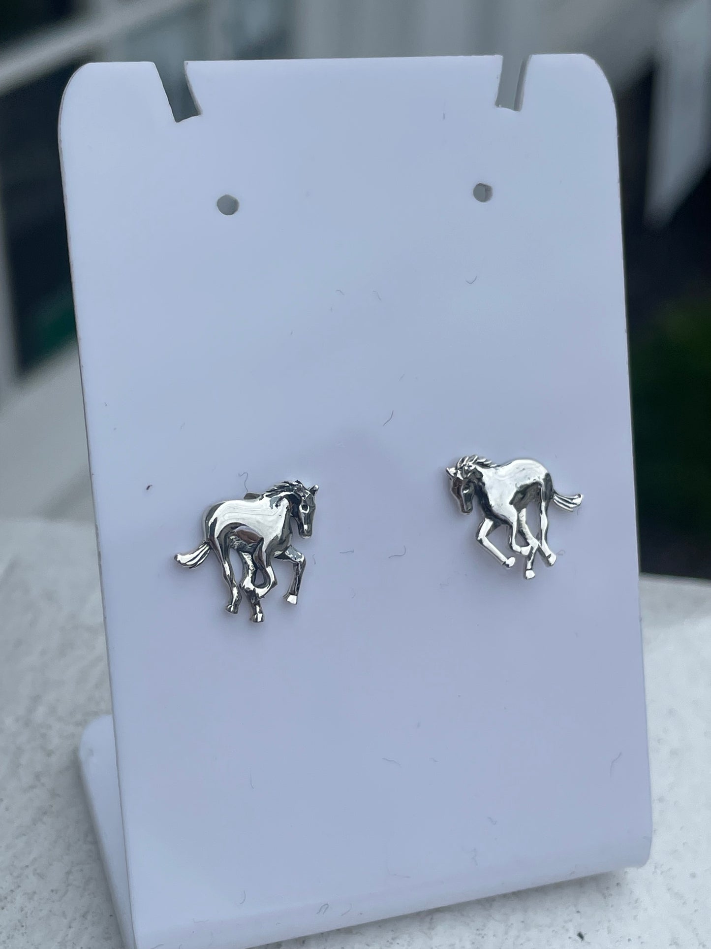 925 Sterling Silver Horse Stud Earrings
