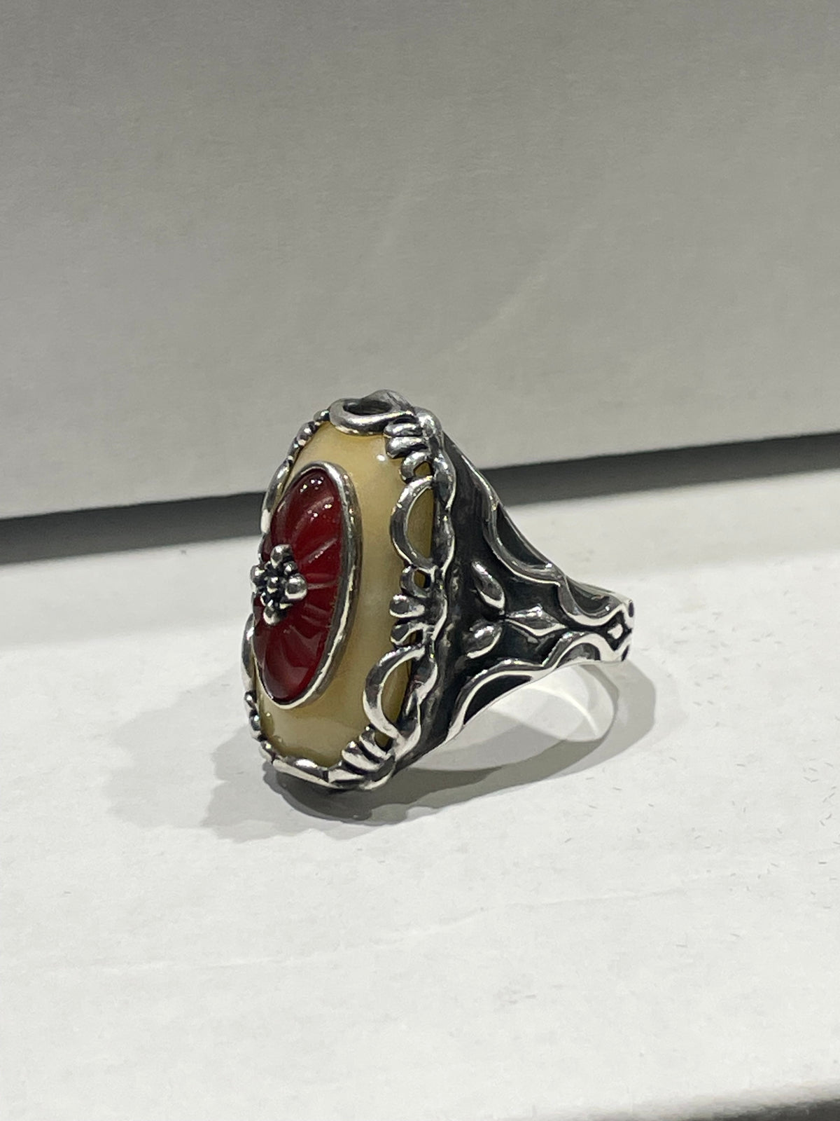 Designer Carolyn Pollack Roderick Tenorio 925 Sterling Silver Yellow Quartzite Carnelian Ring Size 8