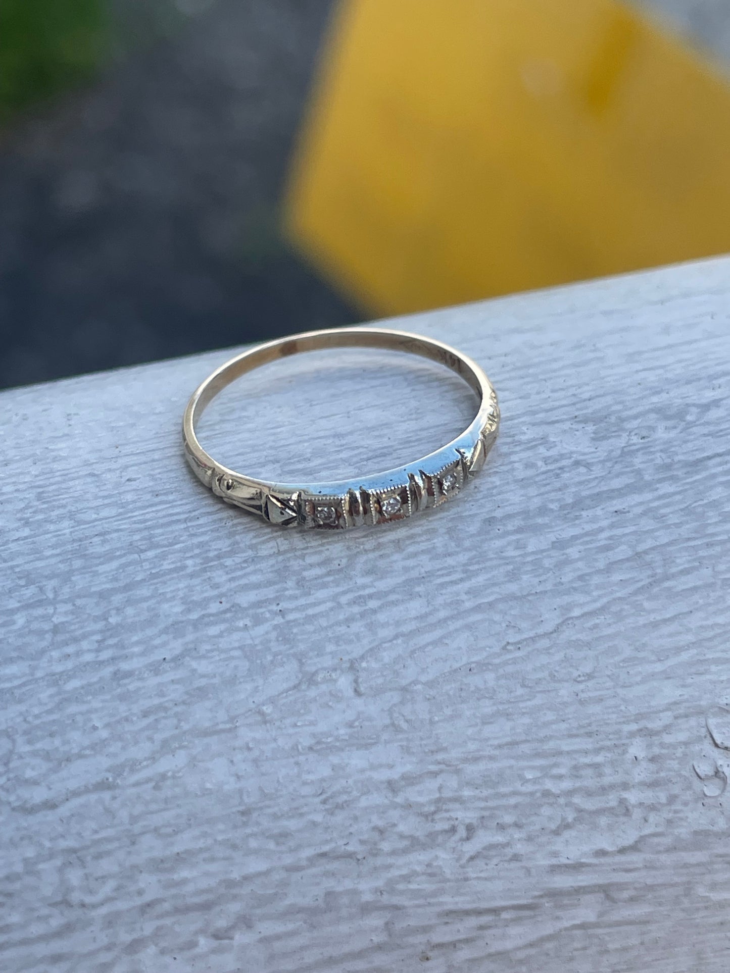 Vintage 14k Gold Diamond PPF Petite Band Ring Size 7.5