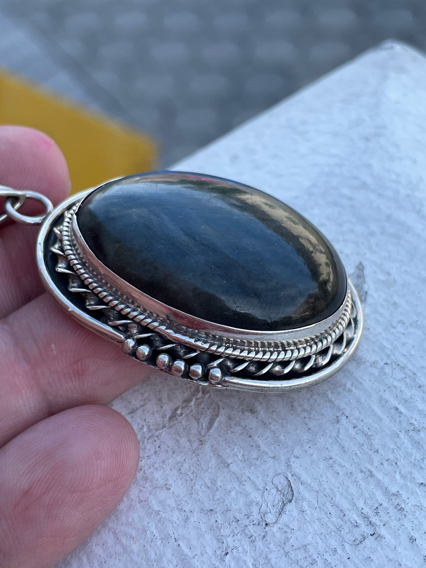 925 Sterling Silver 80.00ct Large Labradorite Pendant