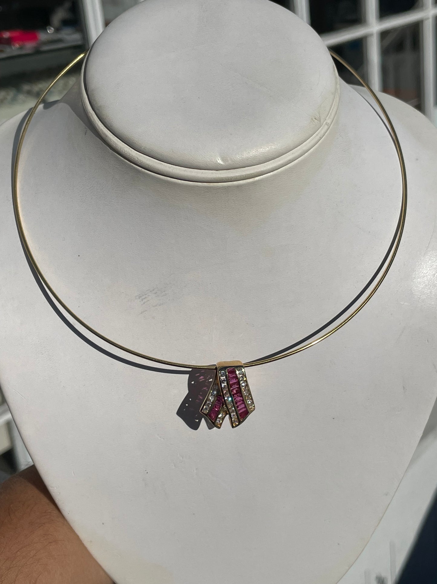 Designer Cardow 14k Gold Ruby & Diamond Slide Necklace