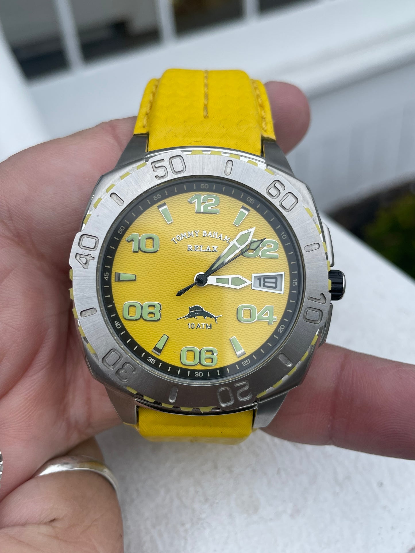 Tommy Bahama Relax Yellow Face & Yellow Leather band Relax Watch 10ATM