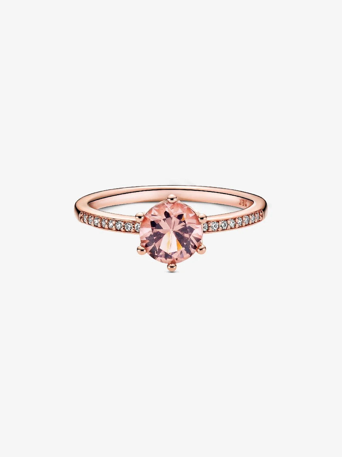 Pandora Pink Sparkling Crown Solitaire Ring w/ 14k rose gold plating 188289C01 Size 8.5