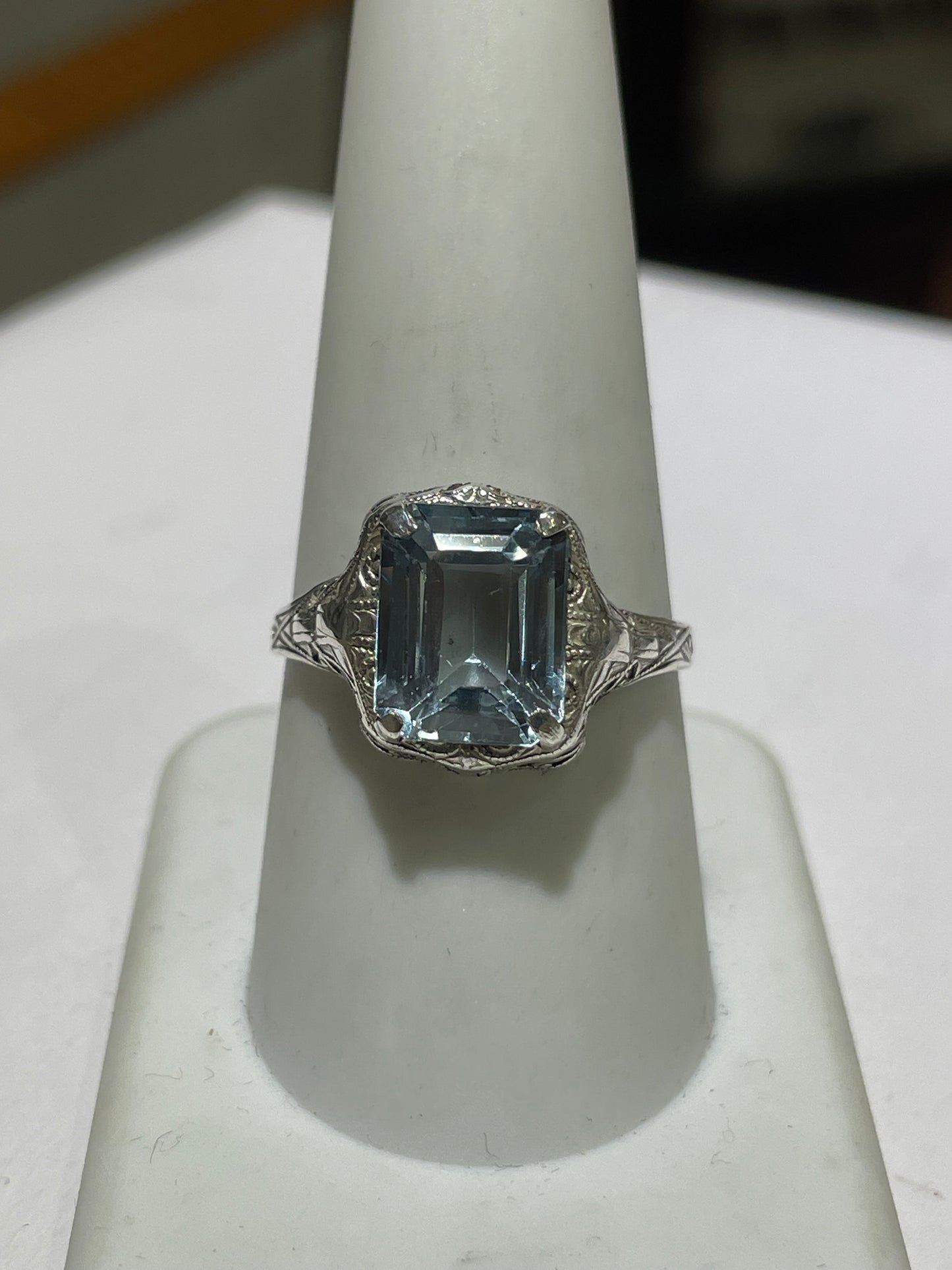 Antique Sterling Silver Sky Blue Topaz Ring Size 9.5