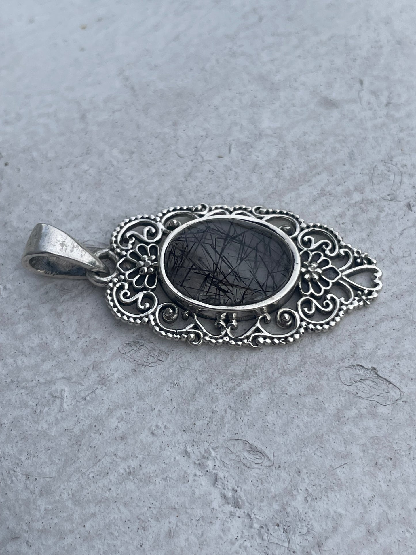 925 Sterling Silver Rutilated Quartz Pendant Charm