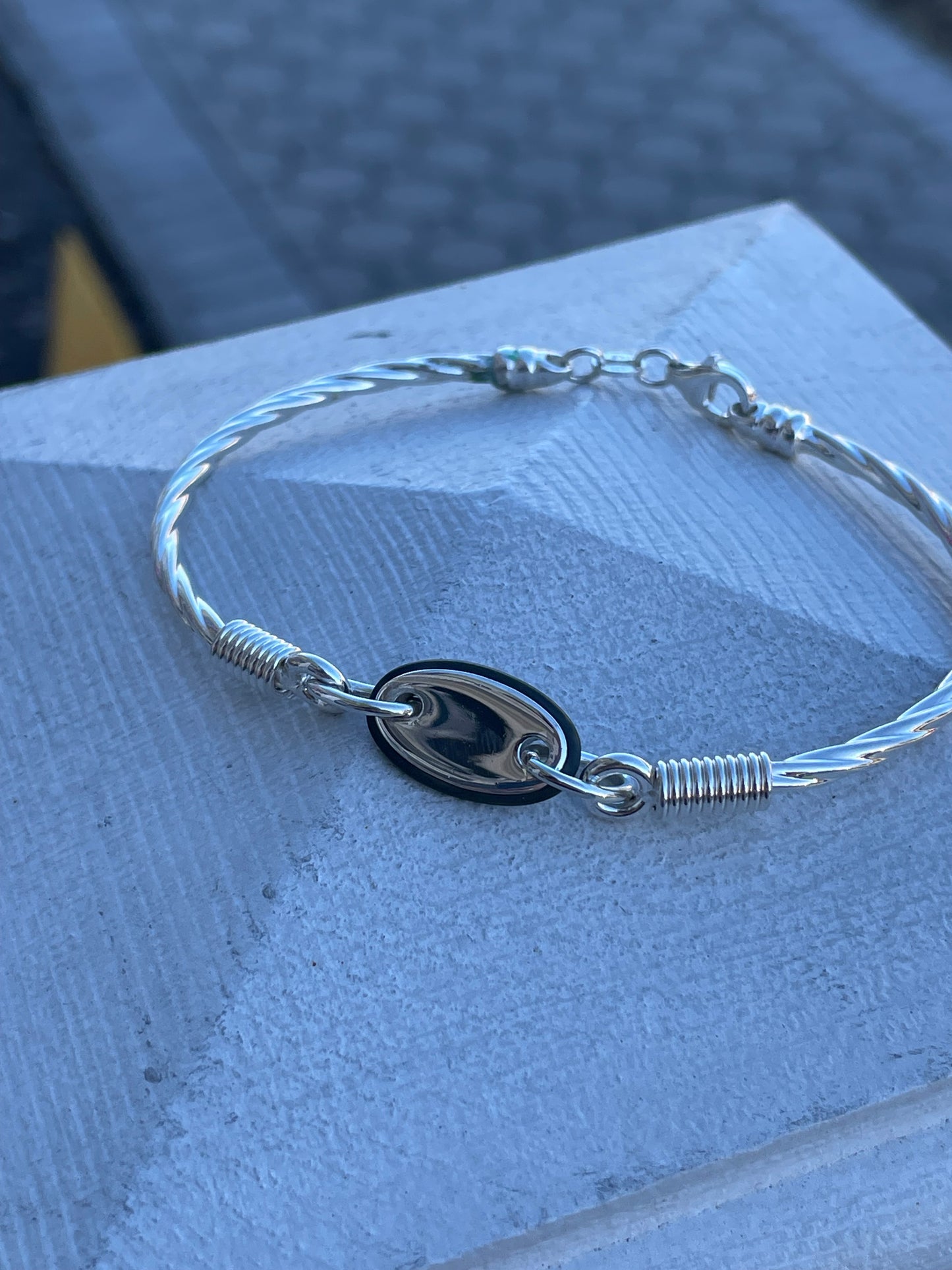 925 Sterling Silver Oval Signet cable Bracelet 8”