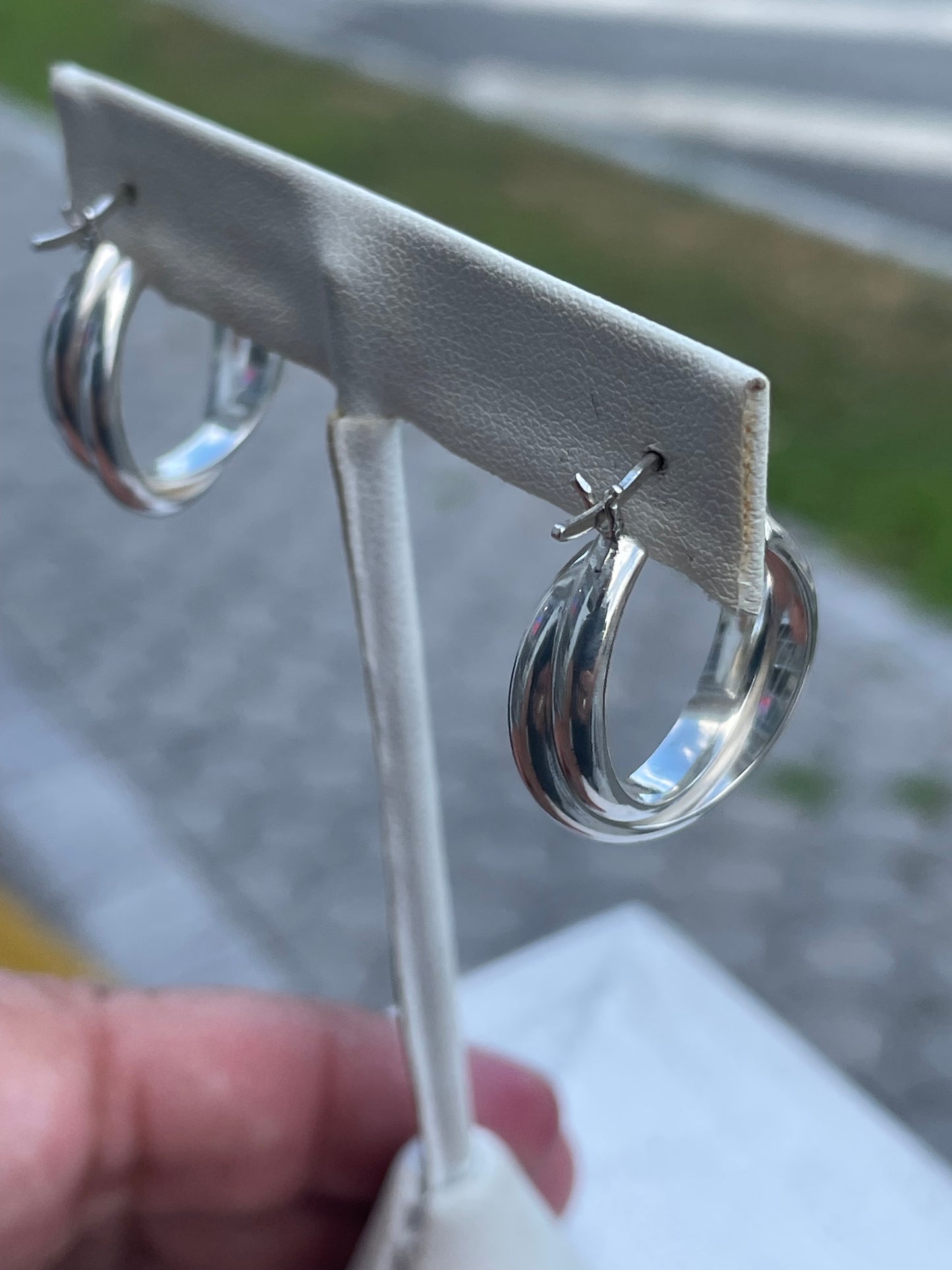 925 Sterling Silver Double Band 20mm Hoop Earrings
