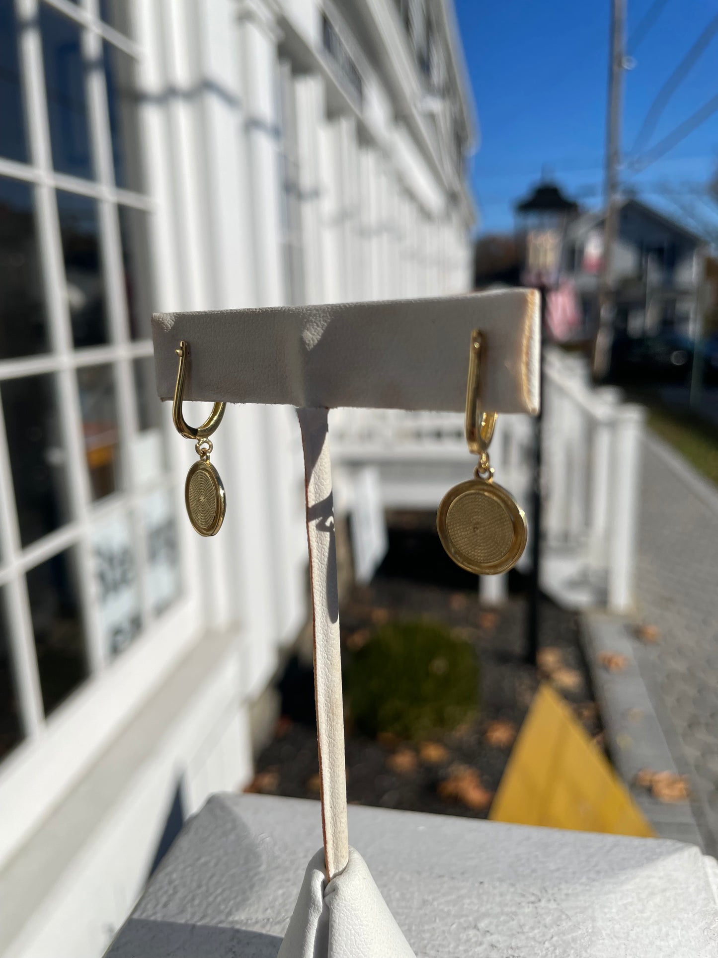 14k Gold Versace Style Logo Black Onyx Dangle Earrings