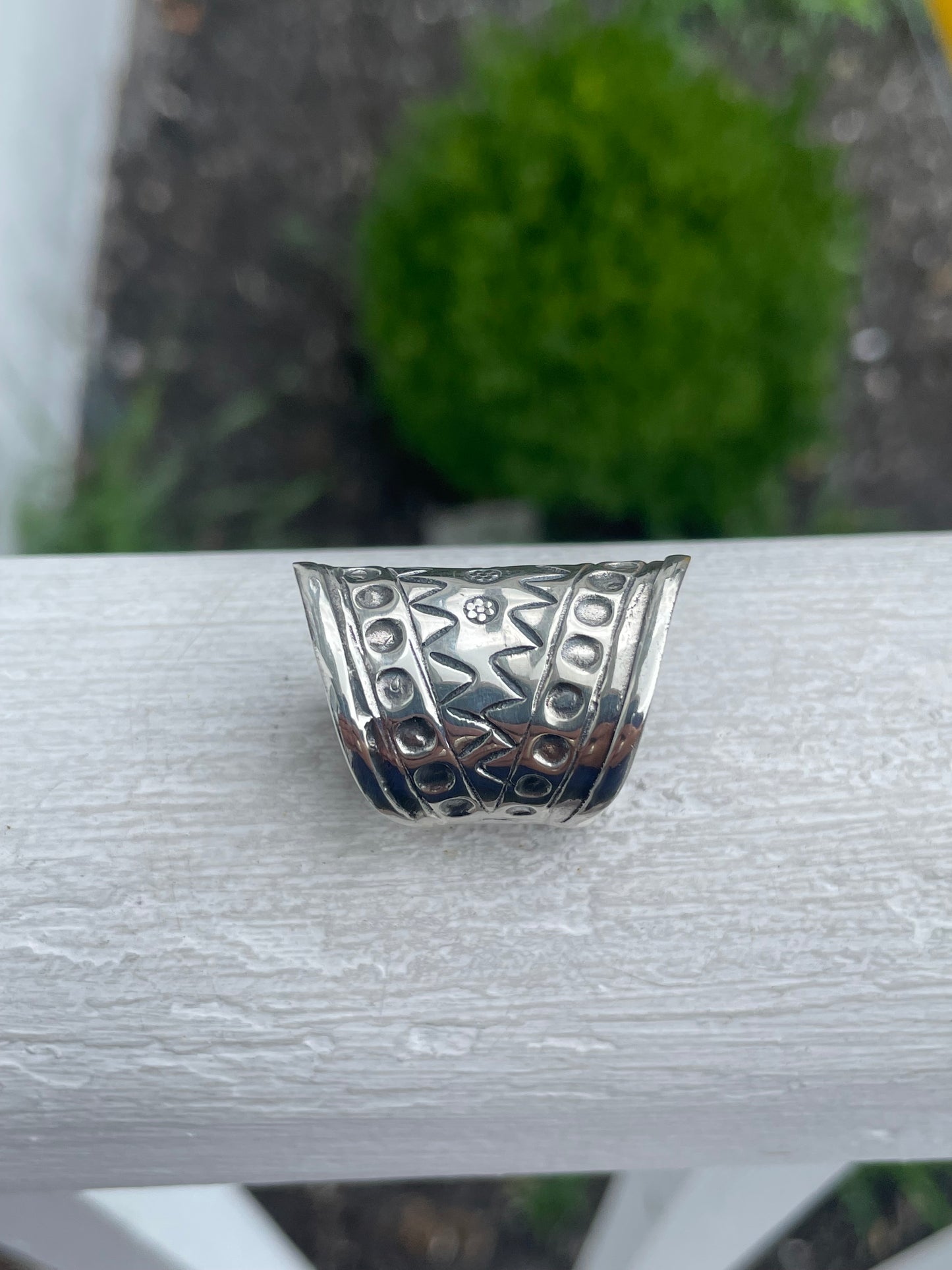 925 Sterling Silver Native American Thick Cigar Band Ring Size 7
