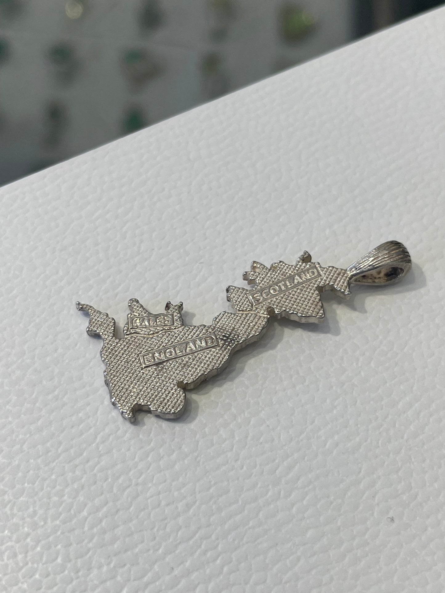 Silver England Scotland Wales Map Charm Pendant Sterling 925