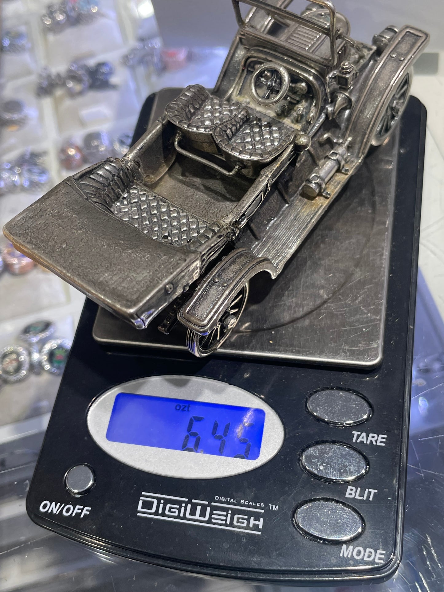 1911 Silver Stanley Steamer 70 Miniature Model Car ~ Franklin Mint