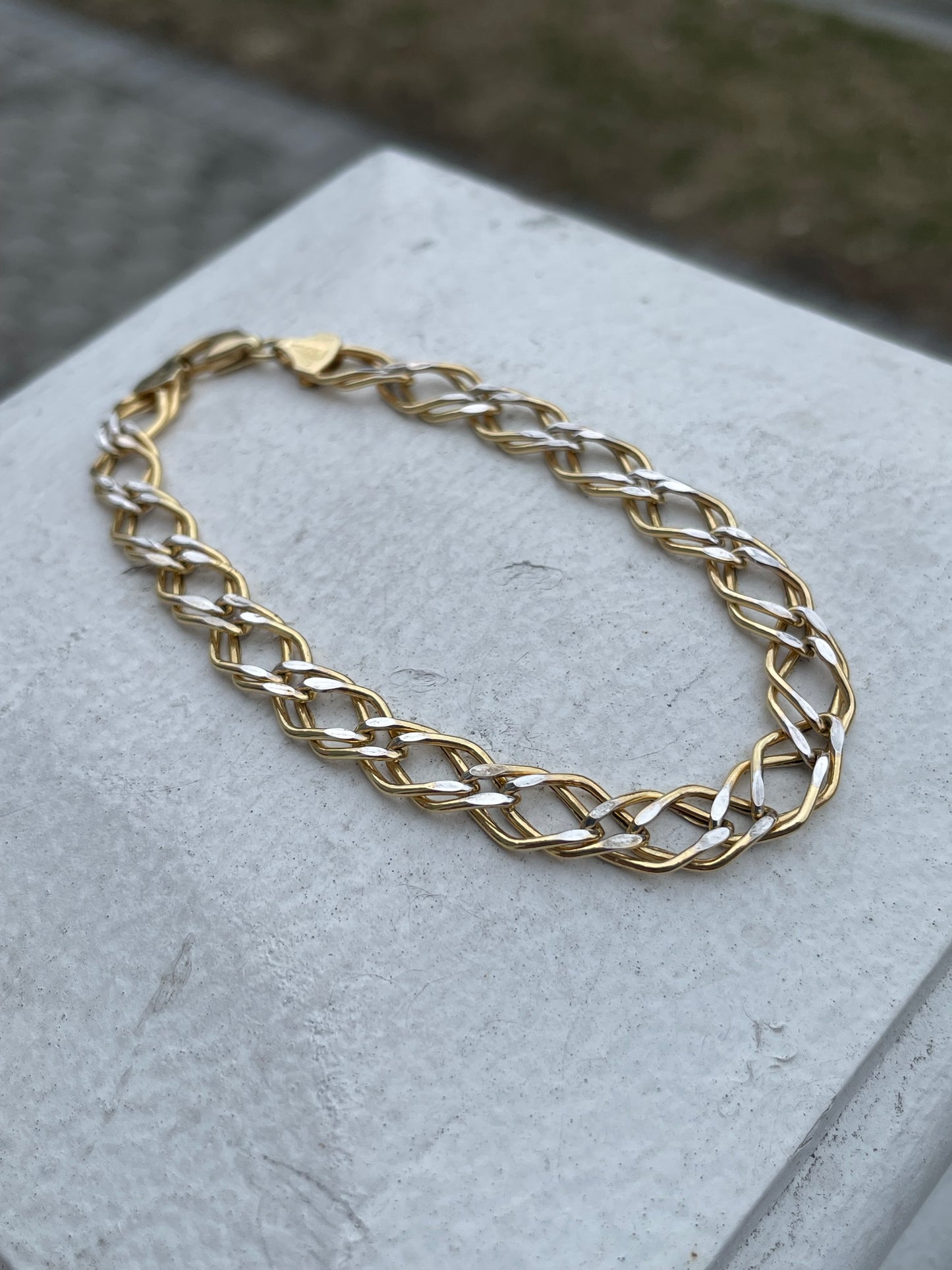 925 Sterling Silver Vermeil 2tone Infinity Link Bracelet 7.5”