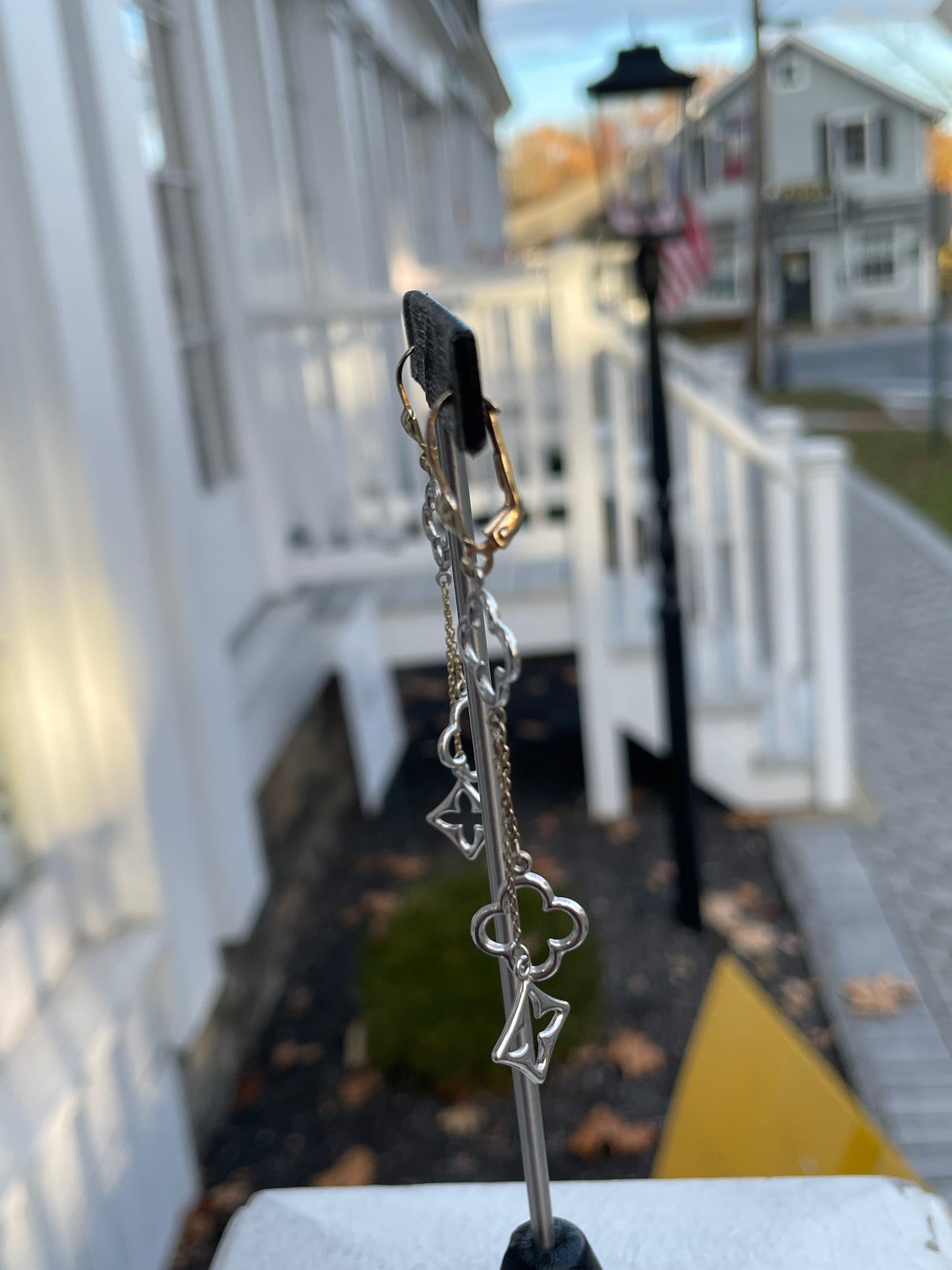 925 Sterling Silver Louis Vuitton Style Charm Dangle Earrings