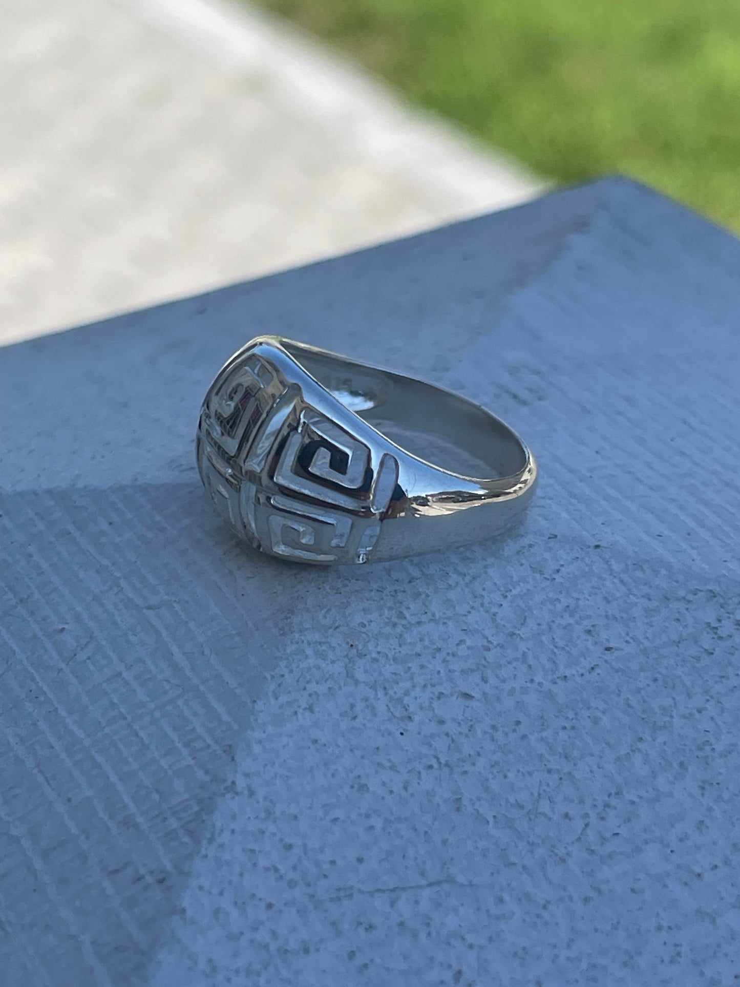 925 Sterling Silver Designer RJ Graziano Greek Key Dome Ring Size 6
