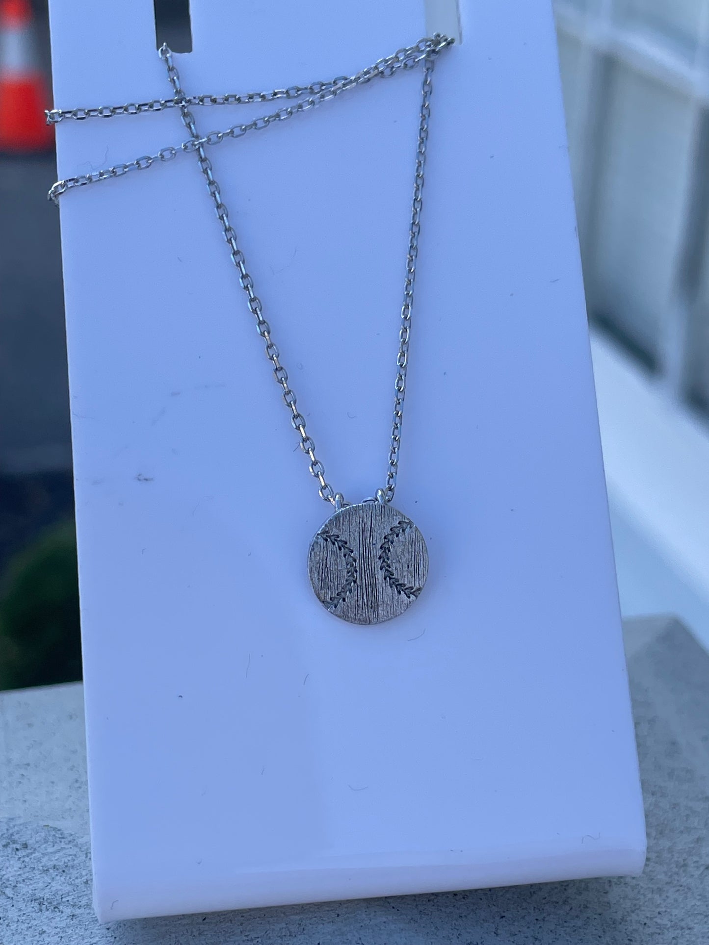 925 Sterling Silver Boys Baseball Logo Necklace 16”-18”
