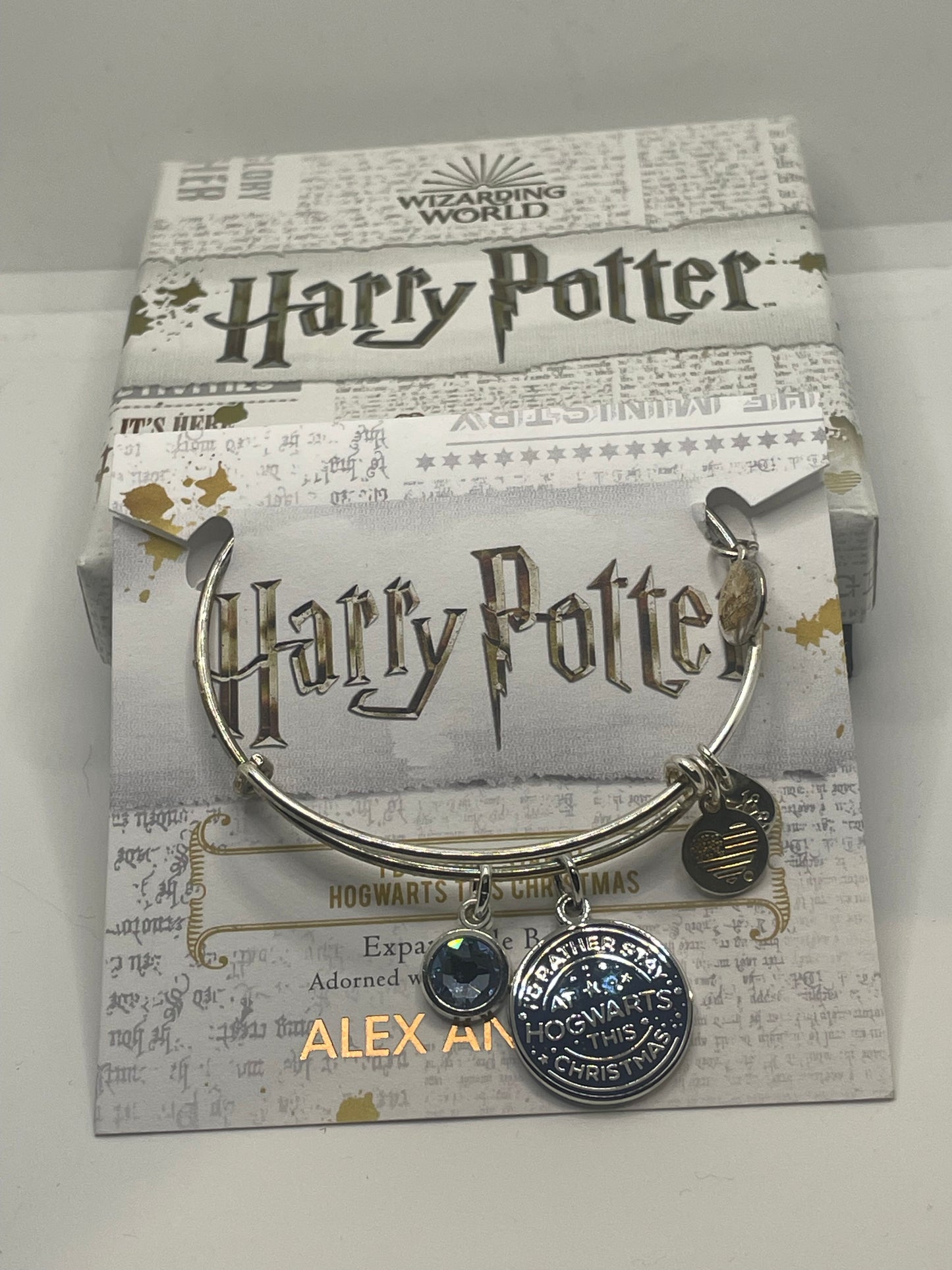 NWT Alex and Ani Harry Potter "I'd Rather Stay At Hogwarts This Christmas" Bracelet