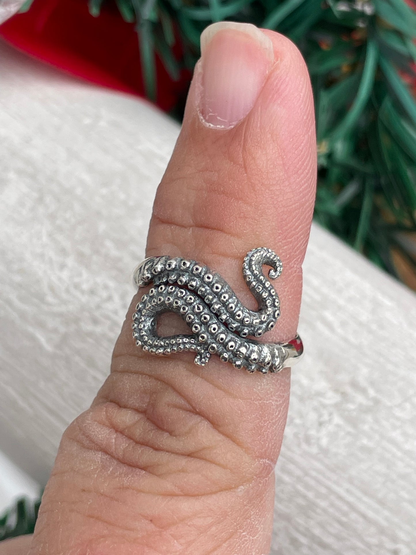 925 Sterling Silver Octopus Tentacle Wraparound Band Ring Size 7