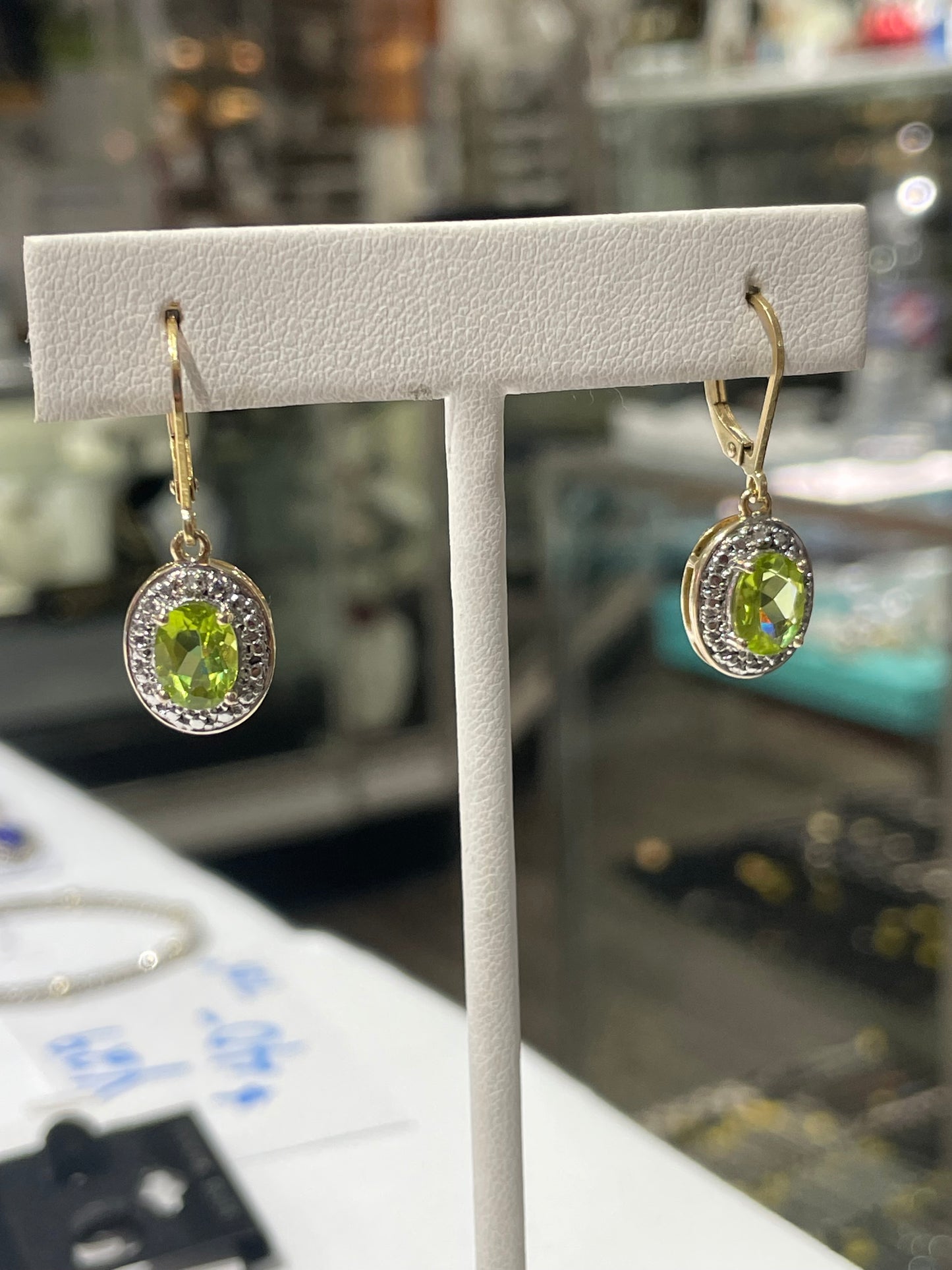 925 Sterling Silver Vermeil Peridot Drop Earrings