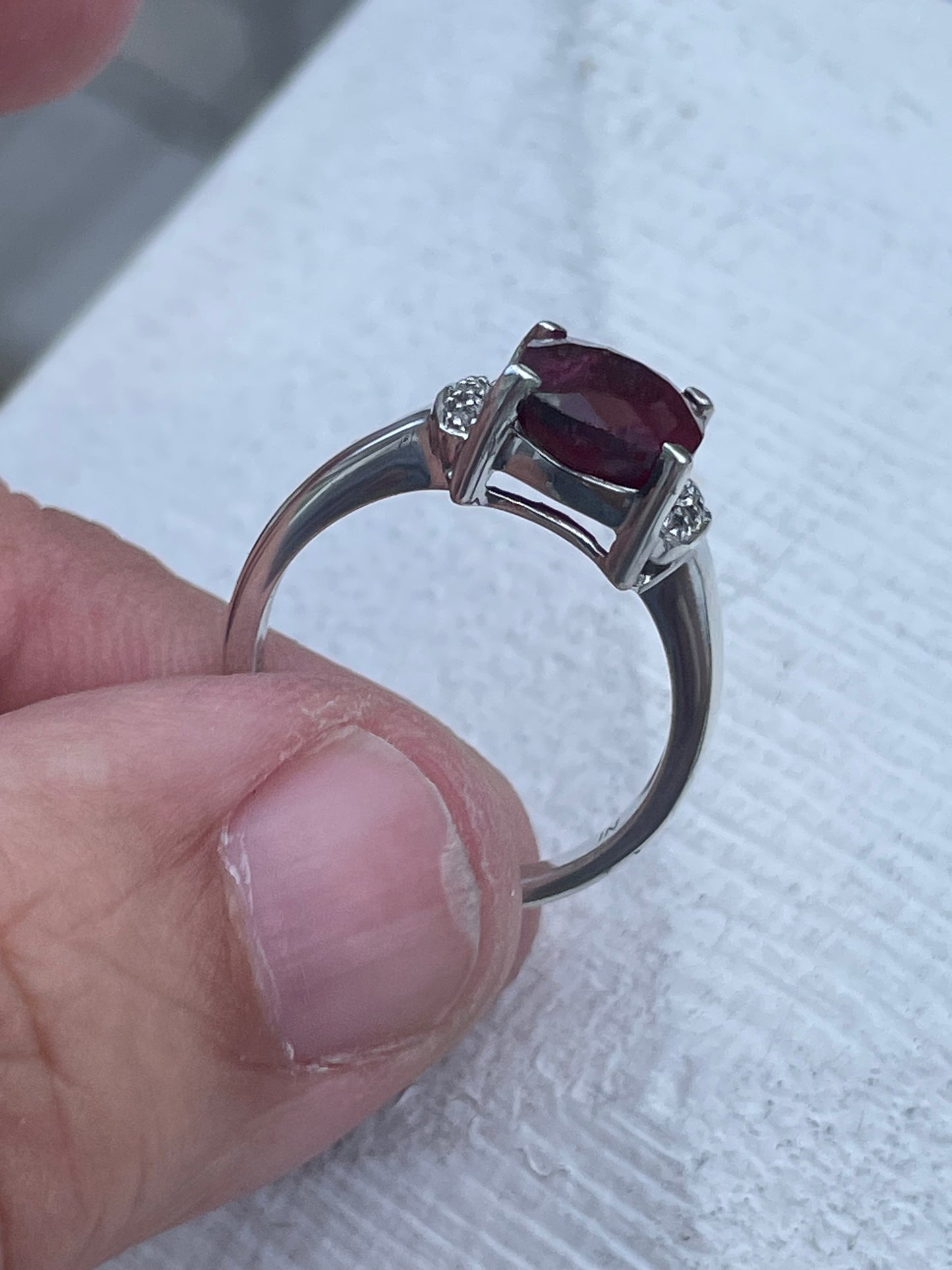 925 Sterling Silver 1.50ct Natural Ruby & White Topaz Ring Size 7