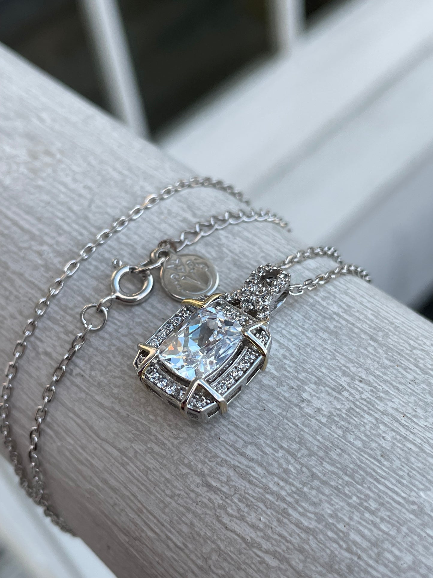 Designer Verragio 925 Sterling Silver Large Cz Necklace