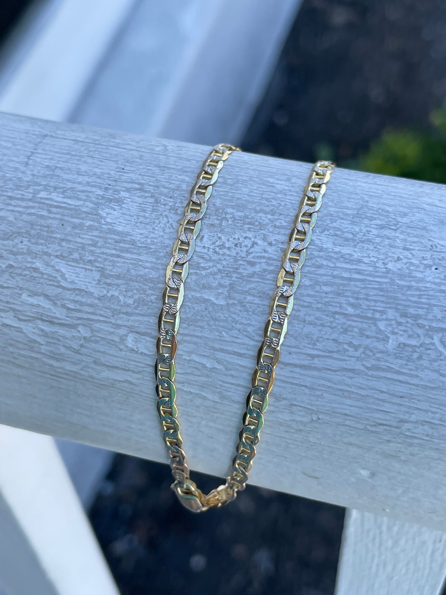 10k Gold 2tone Gucci Mariner Marine Link Anklet 11”