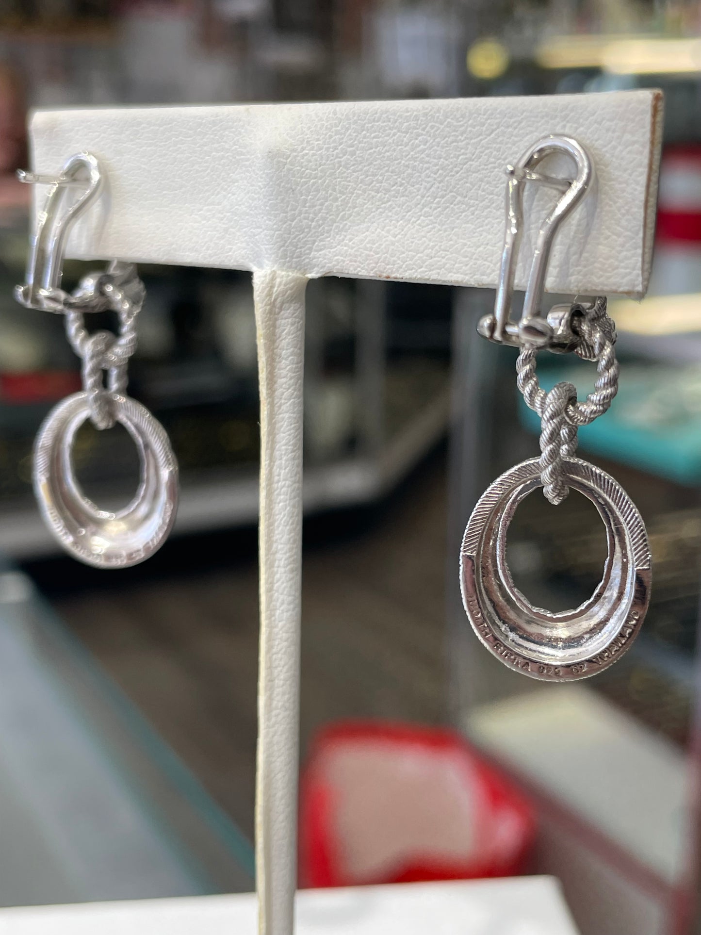 Designer Judith Ripka 925 Sterling Silver Cable Loop Drop Earrings