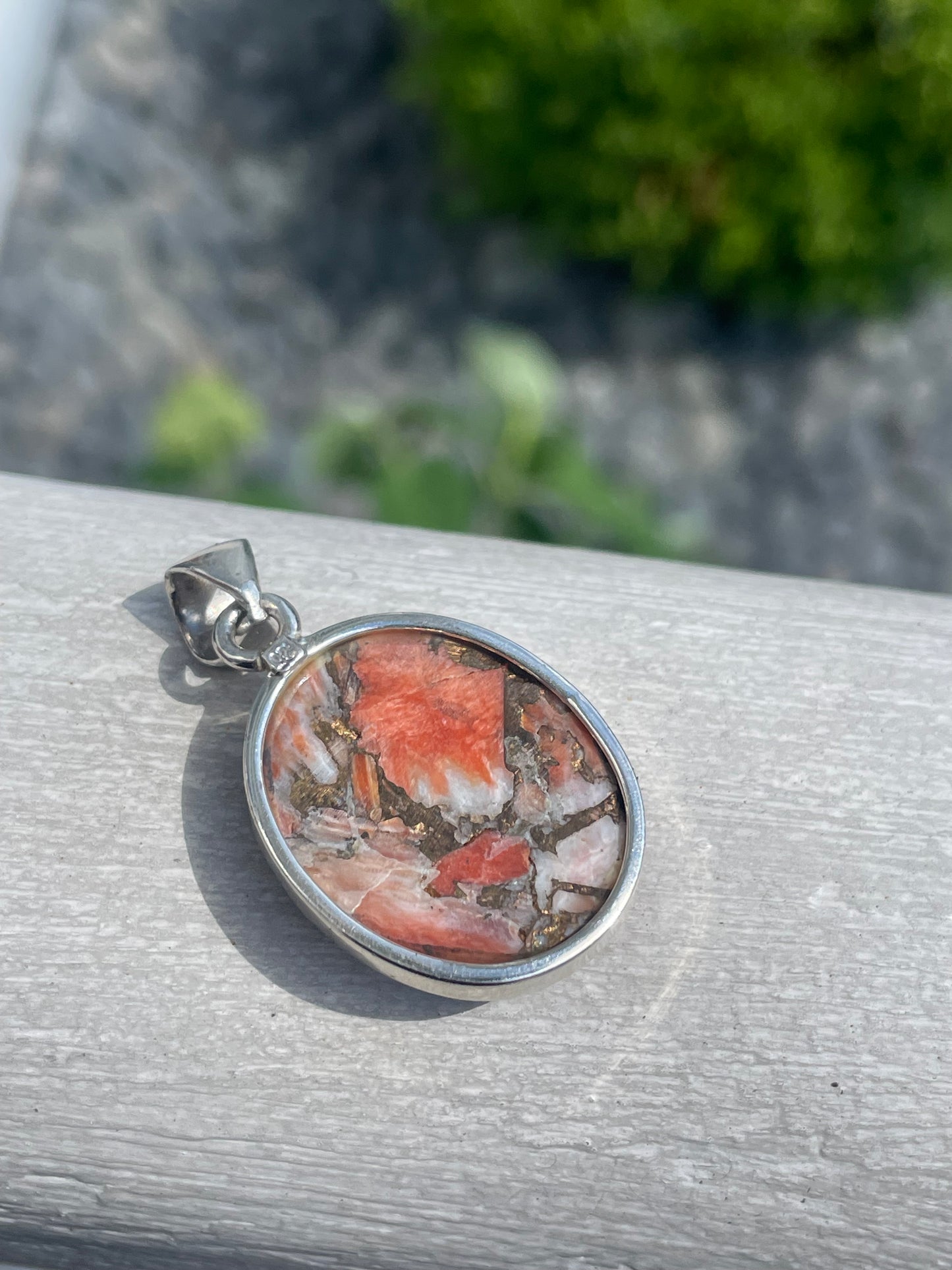 925 Sterling Silver Large Magliano Jasper Stone Pendant
