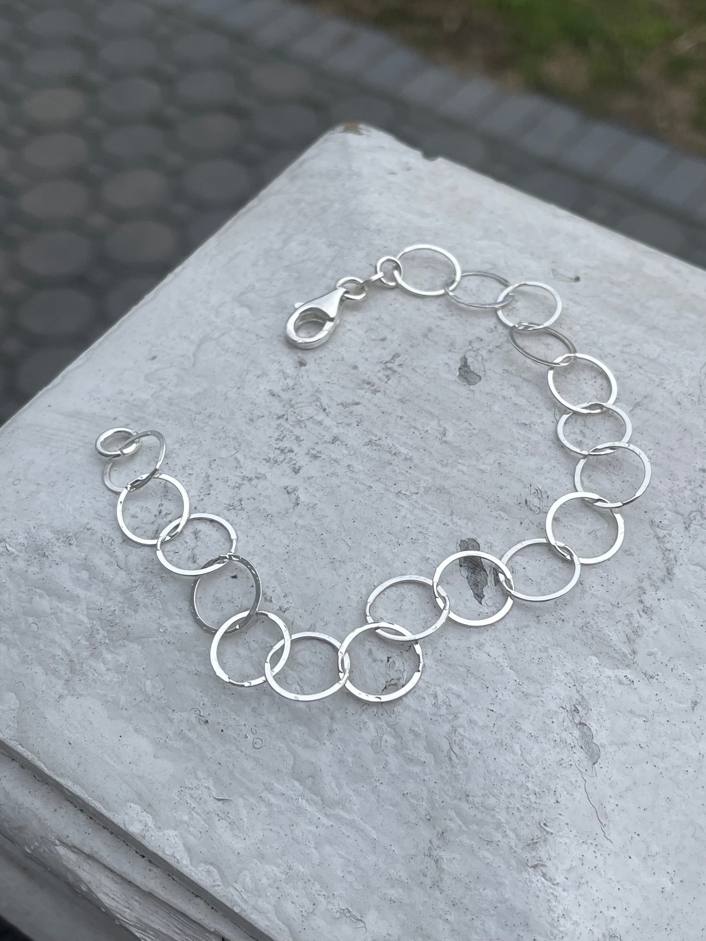 925 Sterling Silver Circle upon Circle Bracelet 7.5”