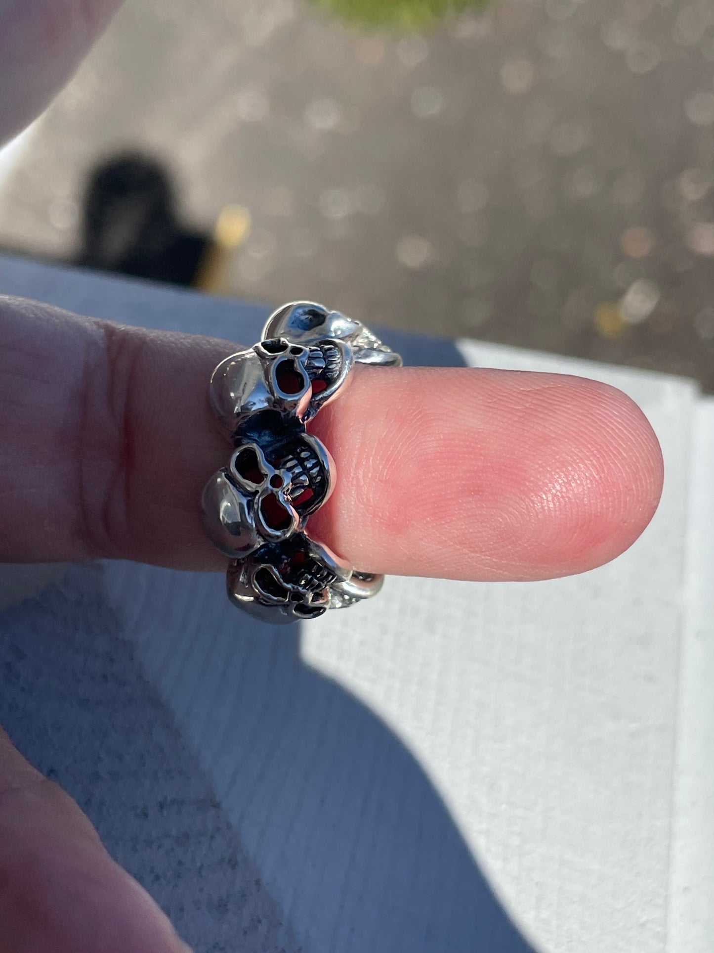 925 Sterling Silver Heavy Skull Band Ring Sz 6