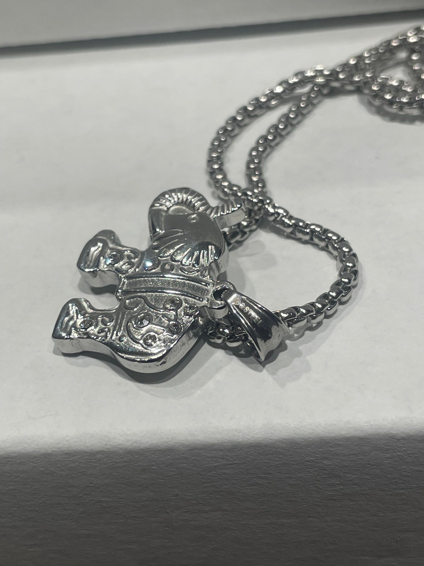 Stainless Steel Lucky Elephant Necklace 18”