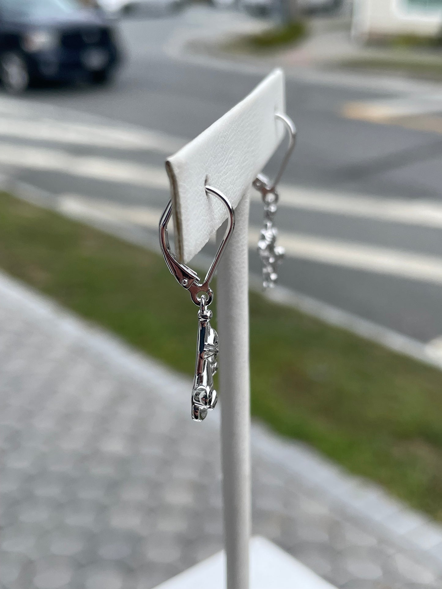 925 Sterling Silver Playful Cat Dangle Earrings