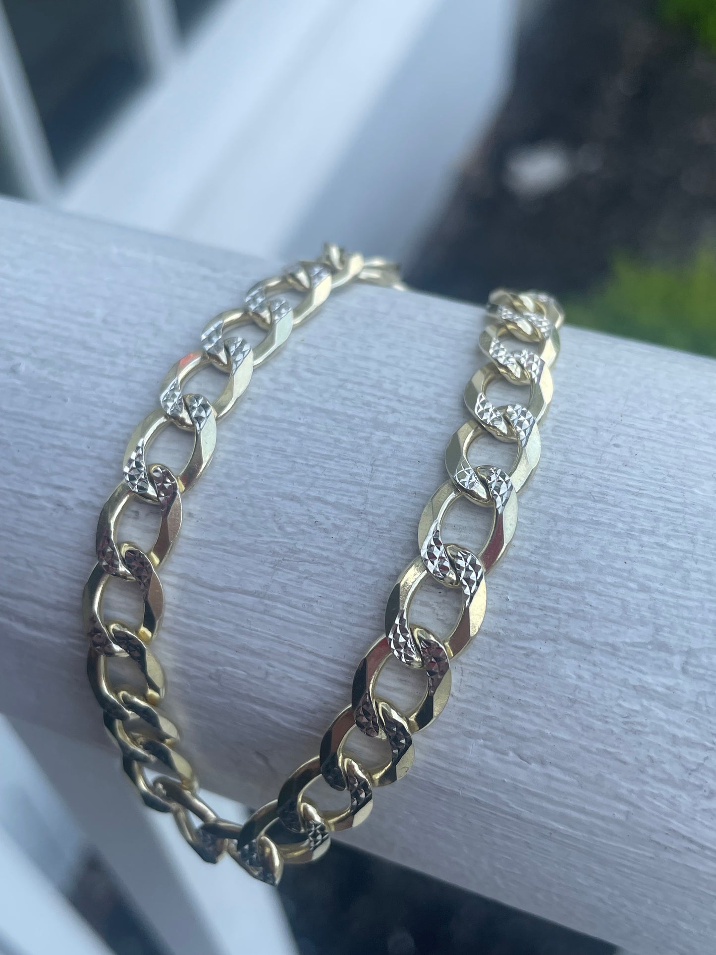 925 Sterling Silver Vermeil Cuban Link Bracelet 9.25”