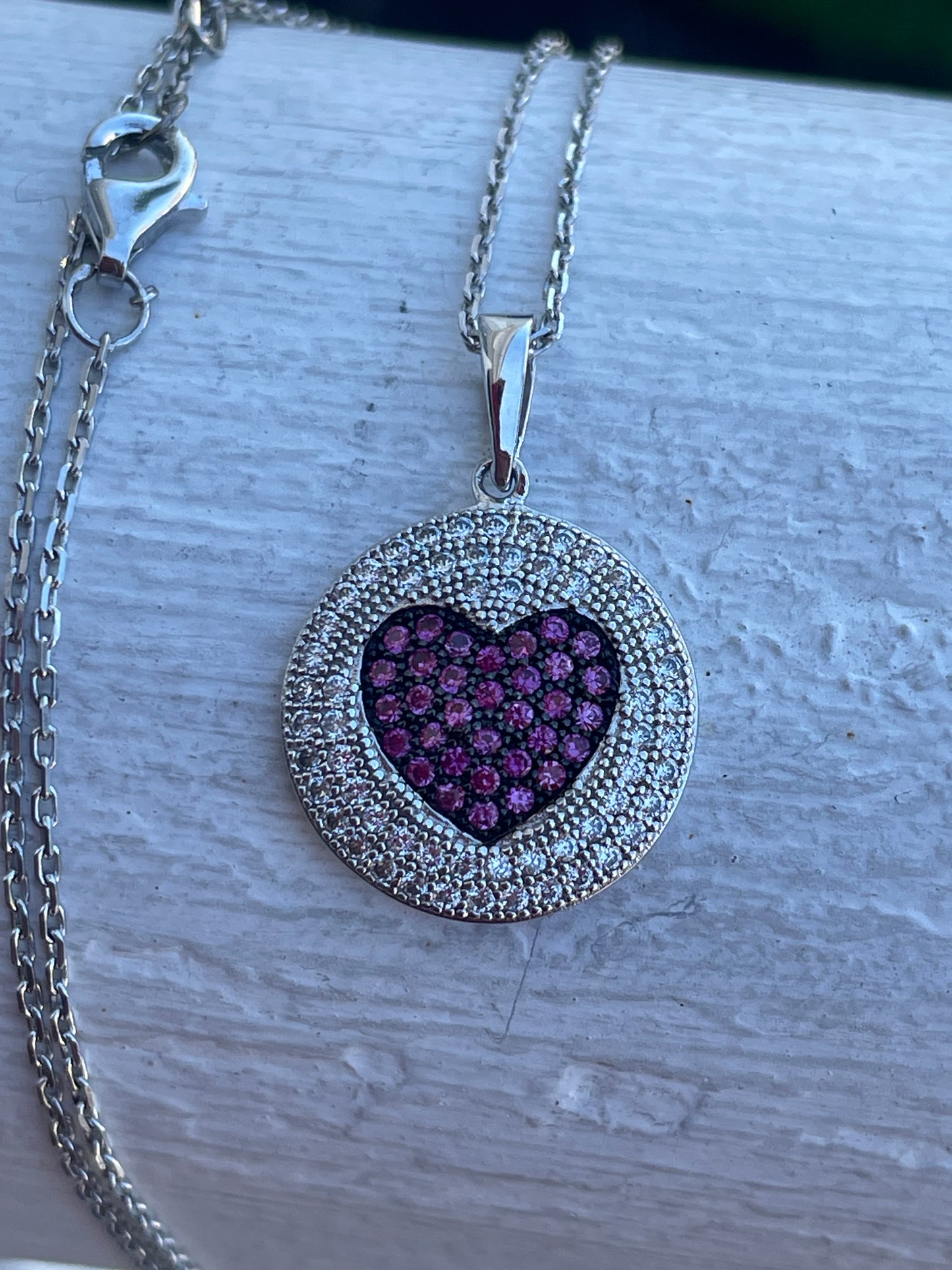 925 Sterling Silver All Heart Logo Micro Pavé Disc Necklace