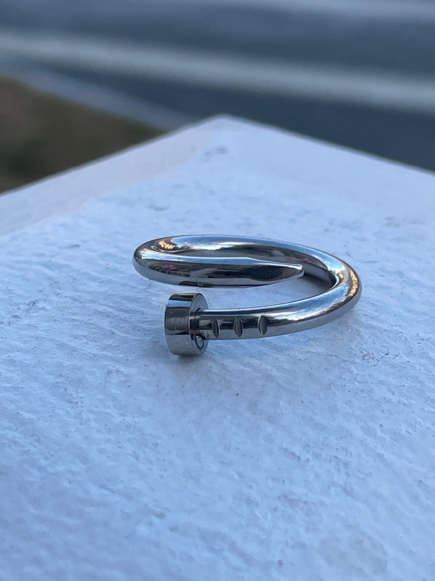 Stainless Steel Curved Nail Cartier Style Ring