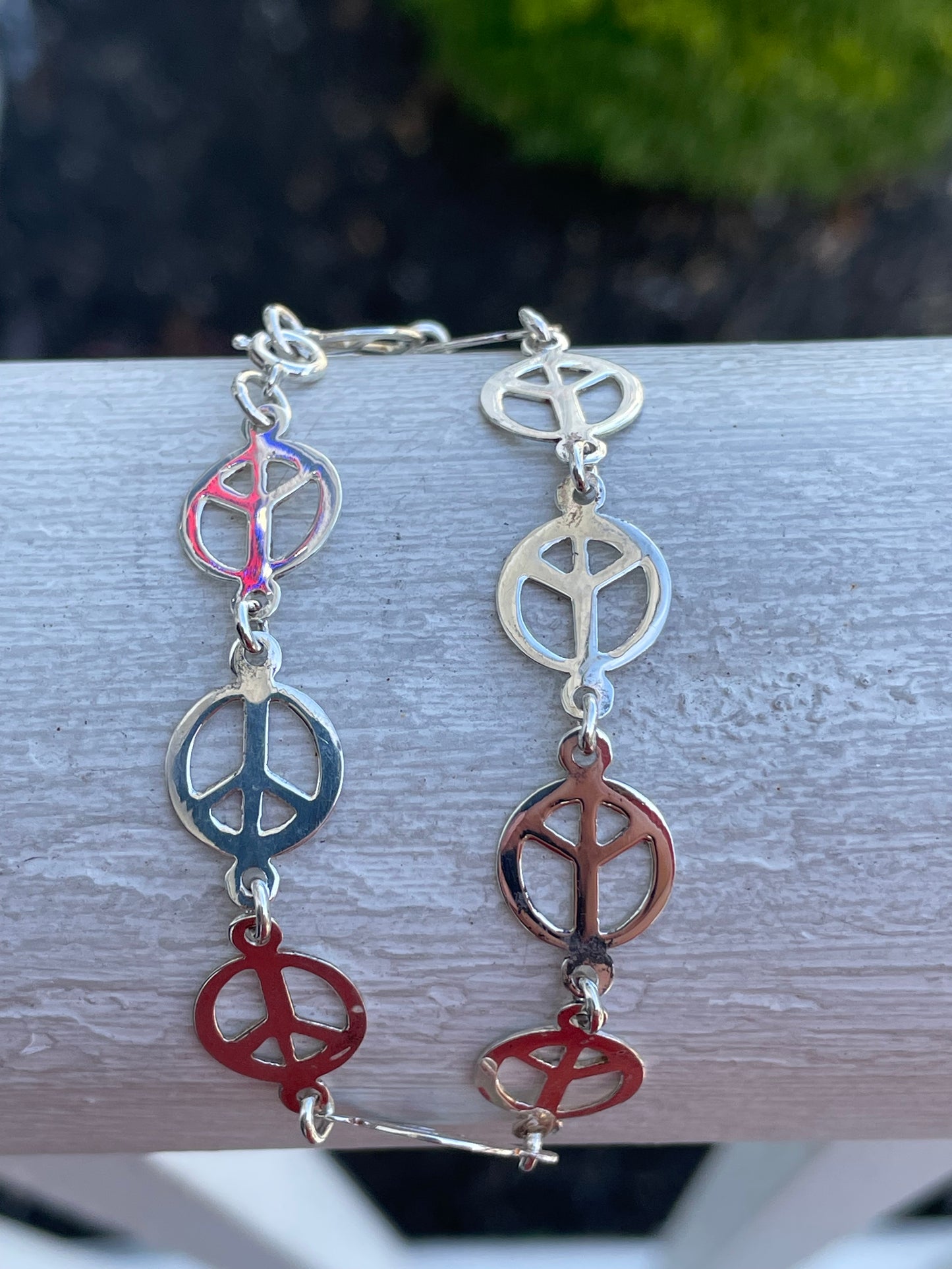 925 Sterling Silver Peace Sign Bracelet