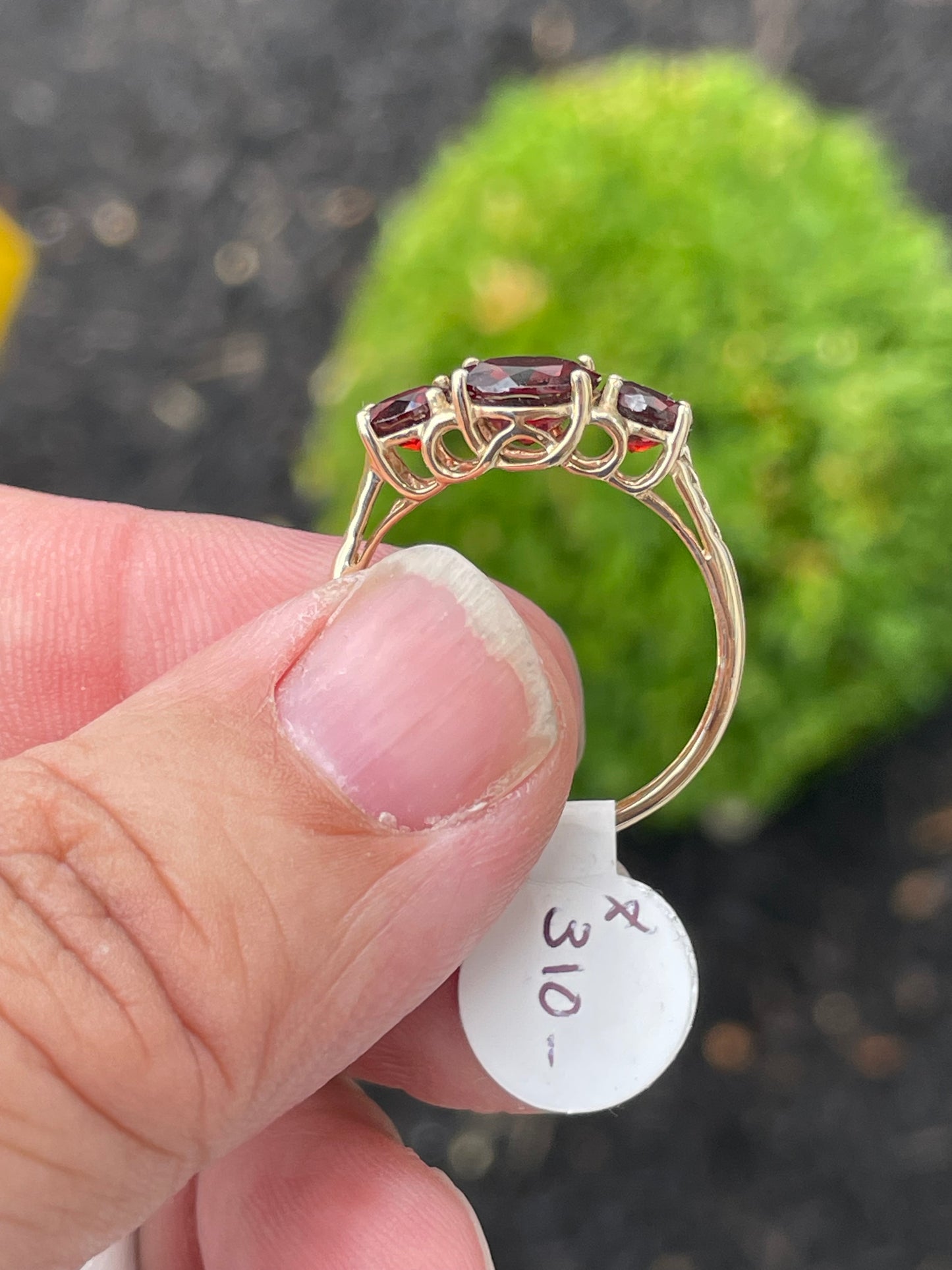 14k Gold Past Present Future 2.00ct Garnet Ring