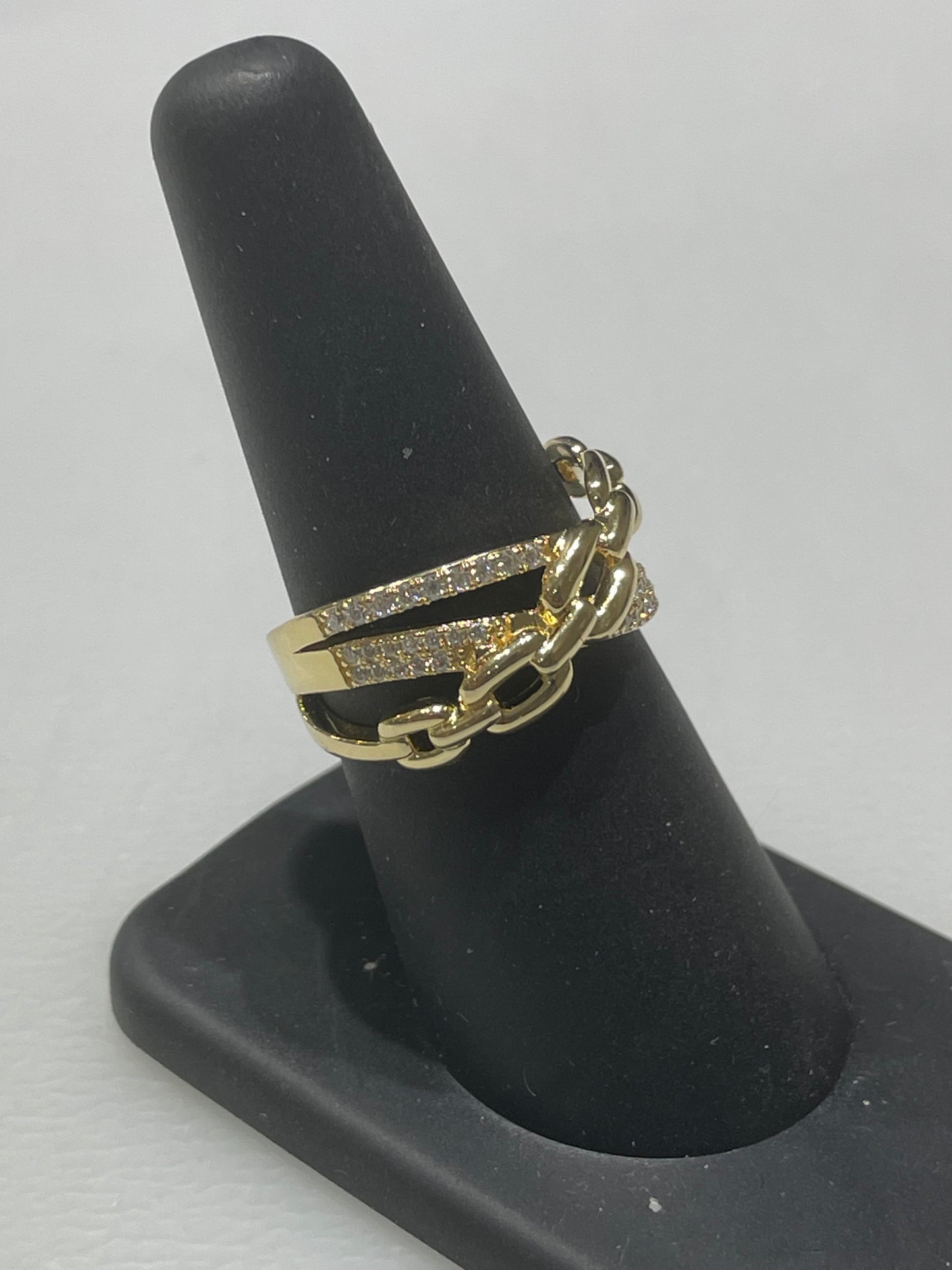 Love on Lockdown Crossover Moissanite Vermeil Silver Ring Size 7