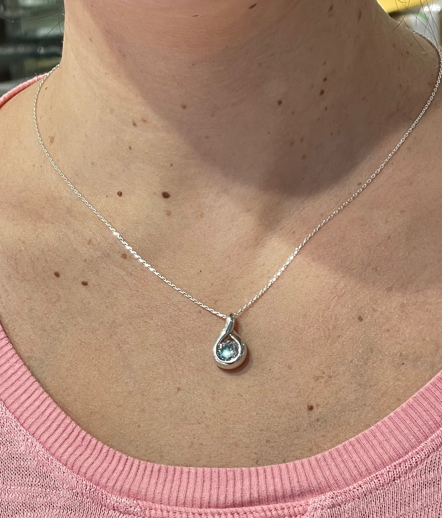 925 Sterling Silver Statement Teardrop Setting Necklace